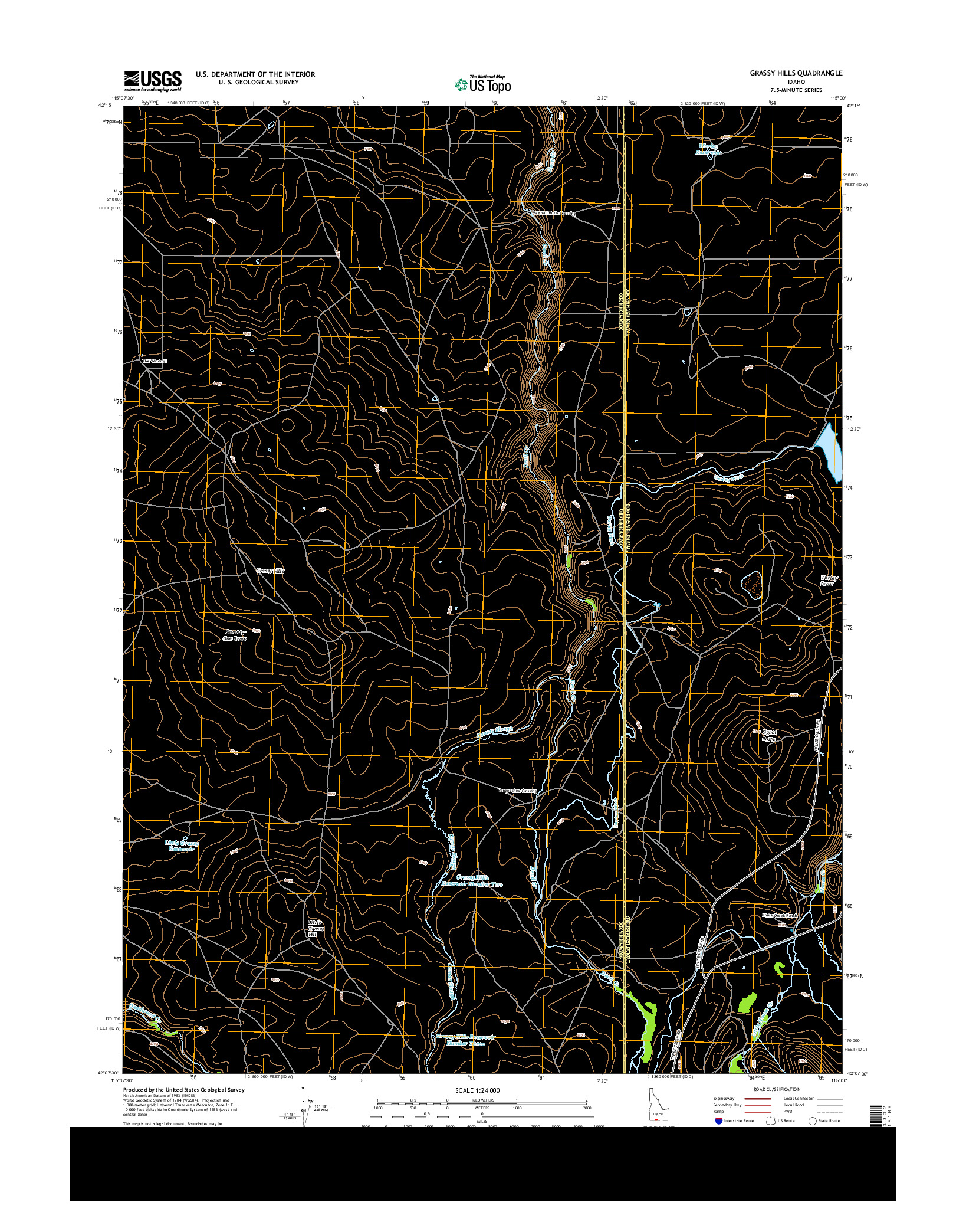 USGS US TOPO 7.5-MINUTE MAP FOR GRASSY HILLS, ID 2013