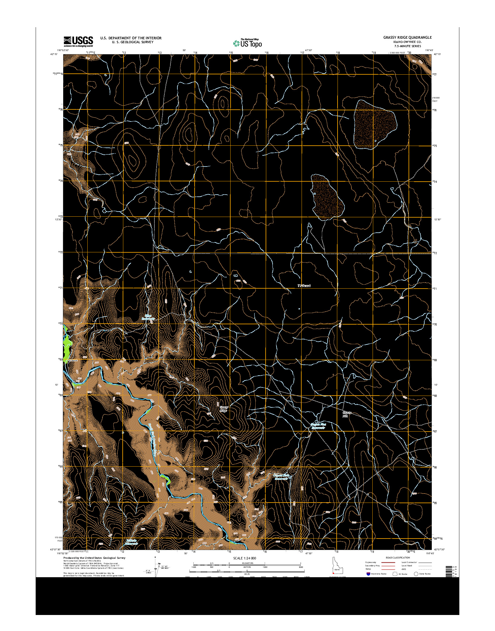 USGS US TOPO 7.5-MINUTE MAP FOR GRASSY RIDGE, ID 2013