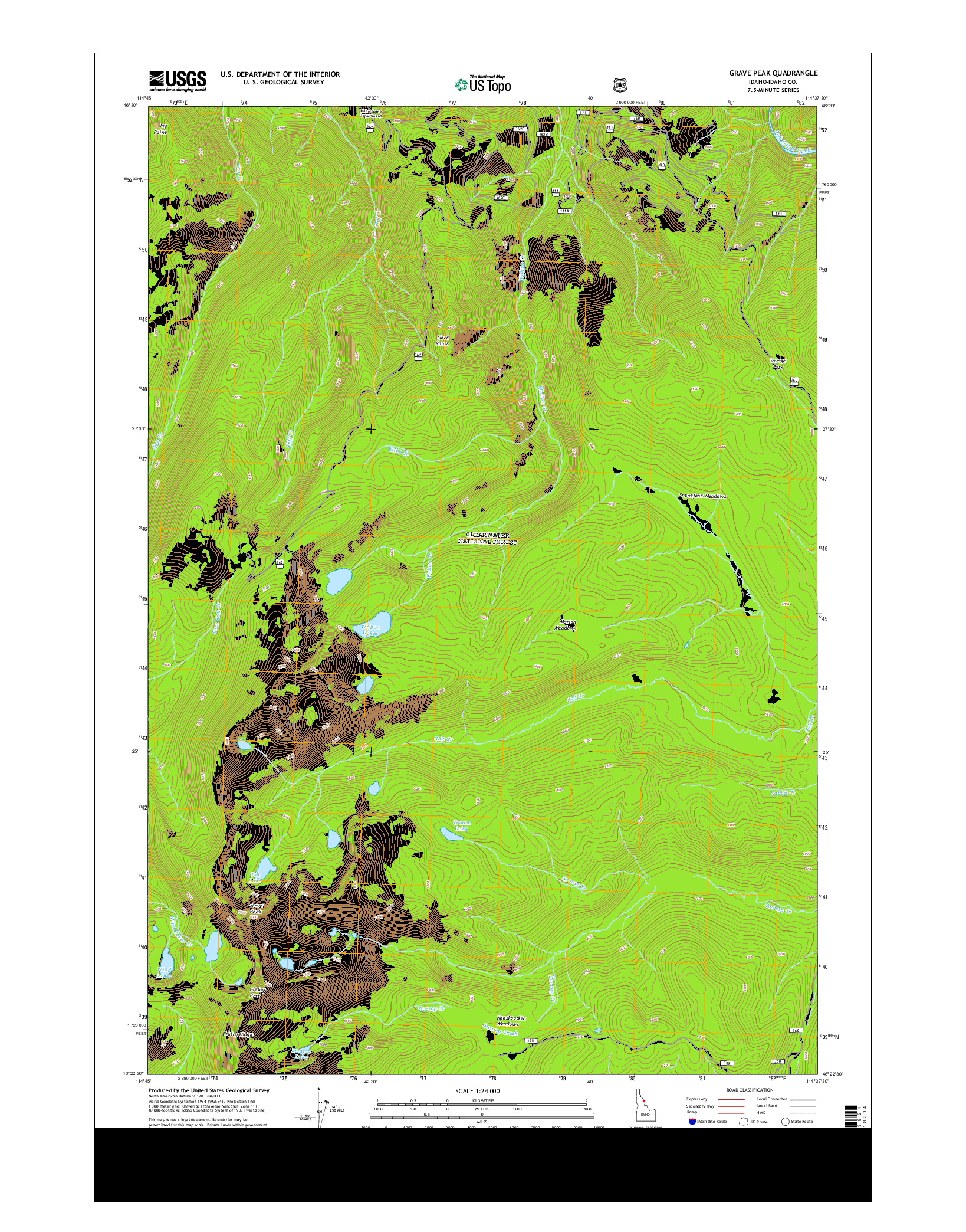 USGS US TOPO 7.5-MINUTE MAP FOR GRAVE PEAK, ID 2013