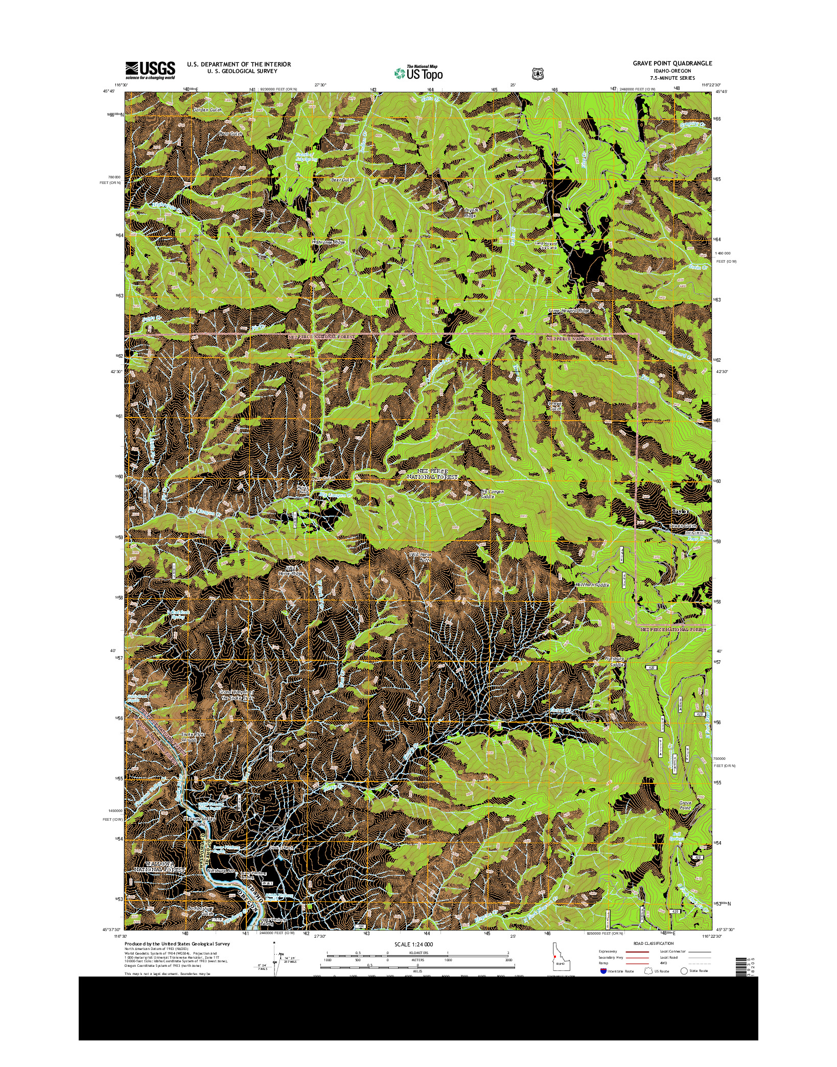 USGS US TOPO 7.5-MINUTE MAP FOR GRAVE POINT, ID-OR 2013