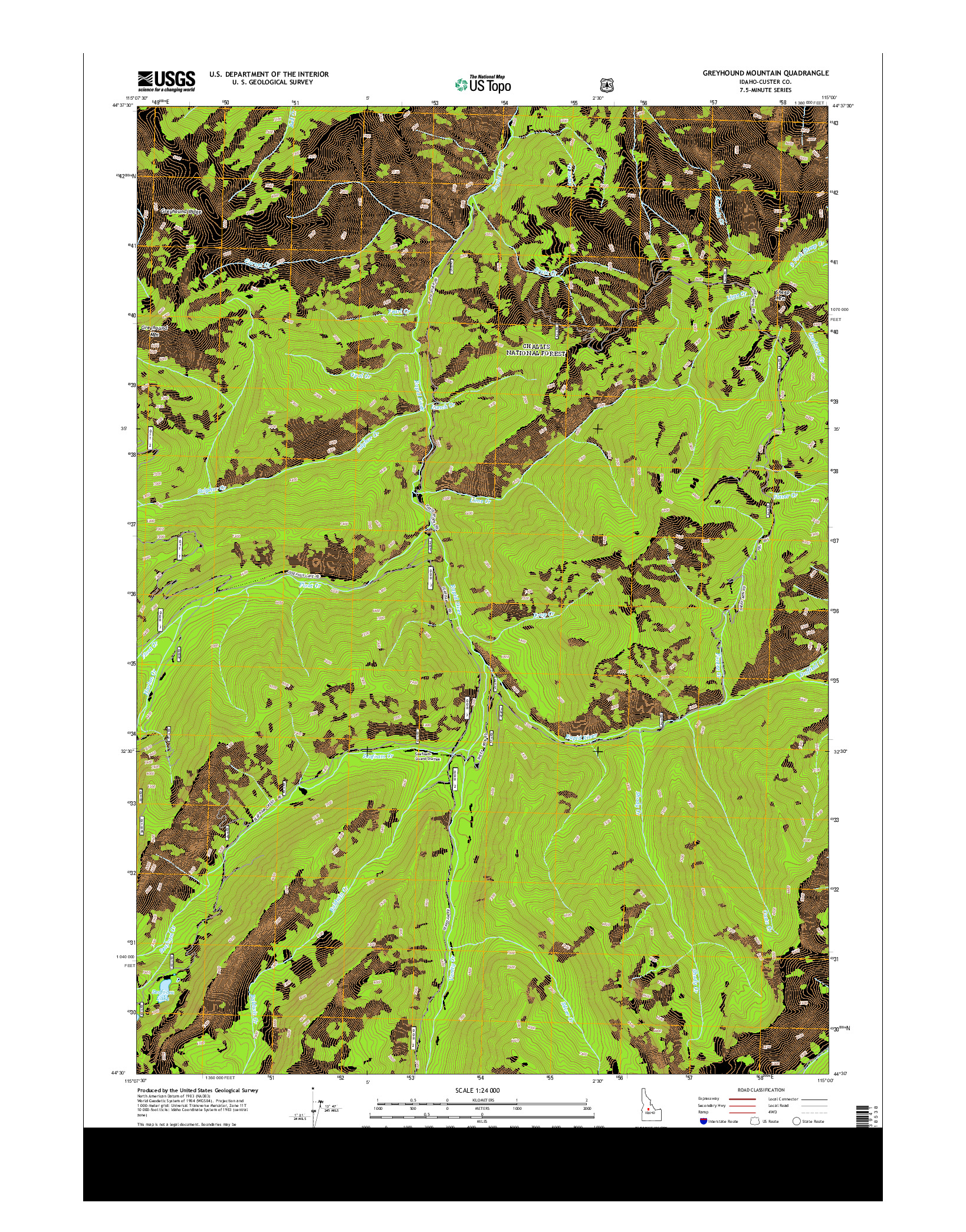 USGS US TOPO 7.5-MINUTE MAP FOR GREYHOUND MOUNTAIN, ID 2013