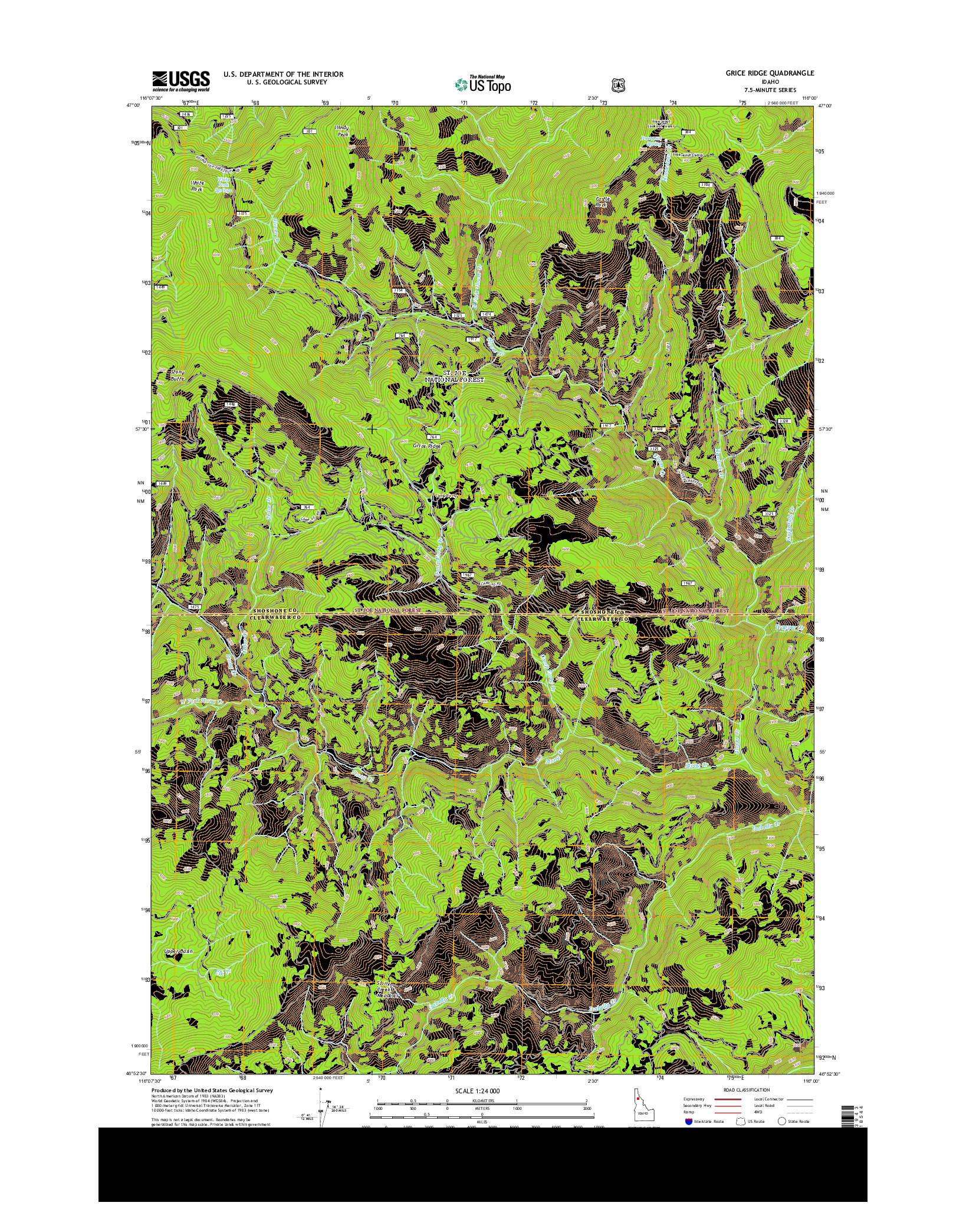 USGS US TOPO 7.5-MINUTE MAP FOR GRICE RIDGE, ID 2013