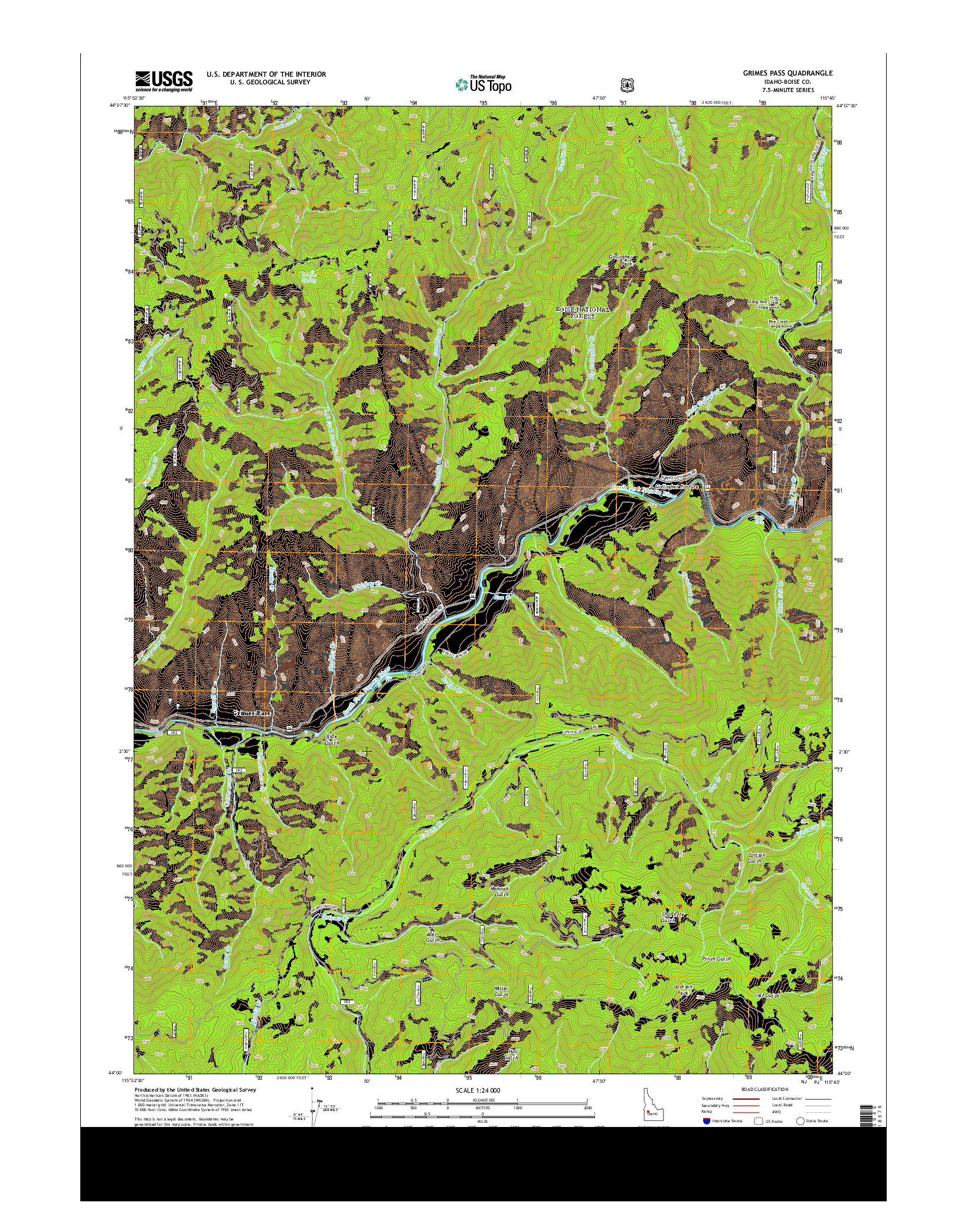 USGS US TOPO 7.5-MINUTE MAP FOR GRIMES PASS, ID 2013