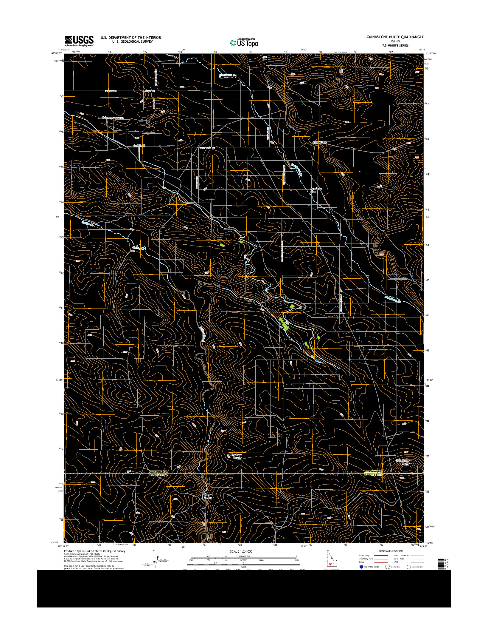 USGS US TOPO 7.5-MINUTE MAP FOR GRINDSTONE BUTTE, ID 2013