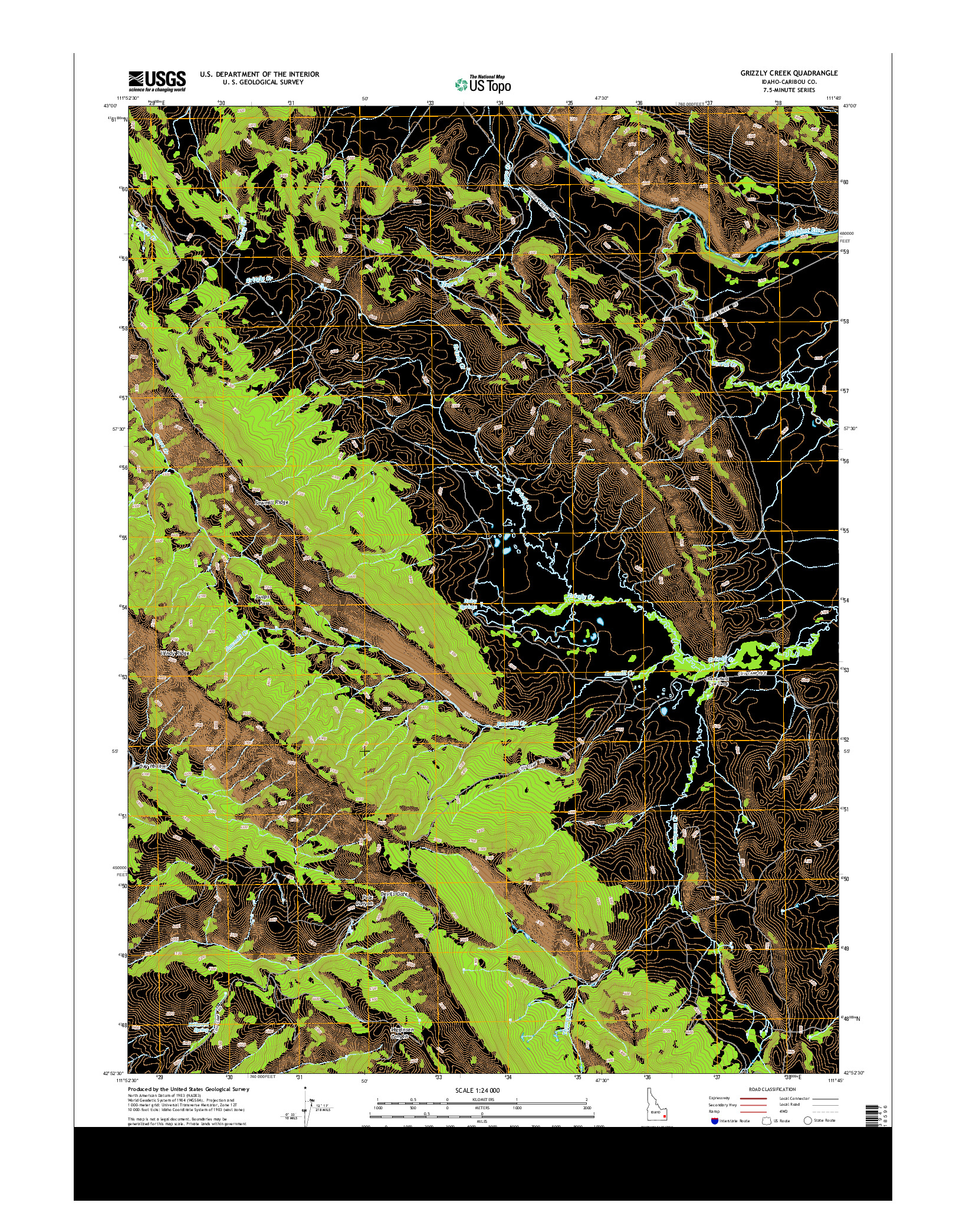 USGS US TOPO 7.5-MINUTE MAP FOR GRIZZLY CREEK, ID 2013