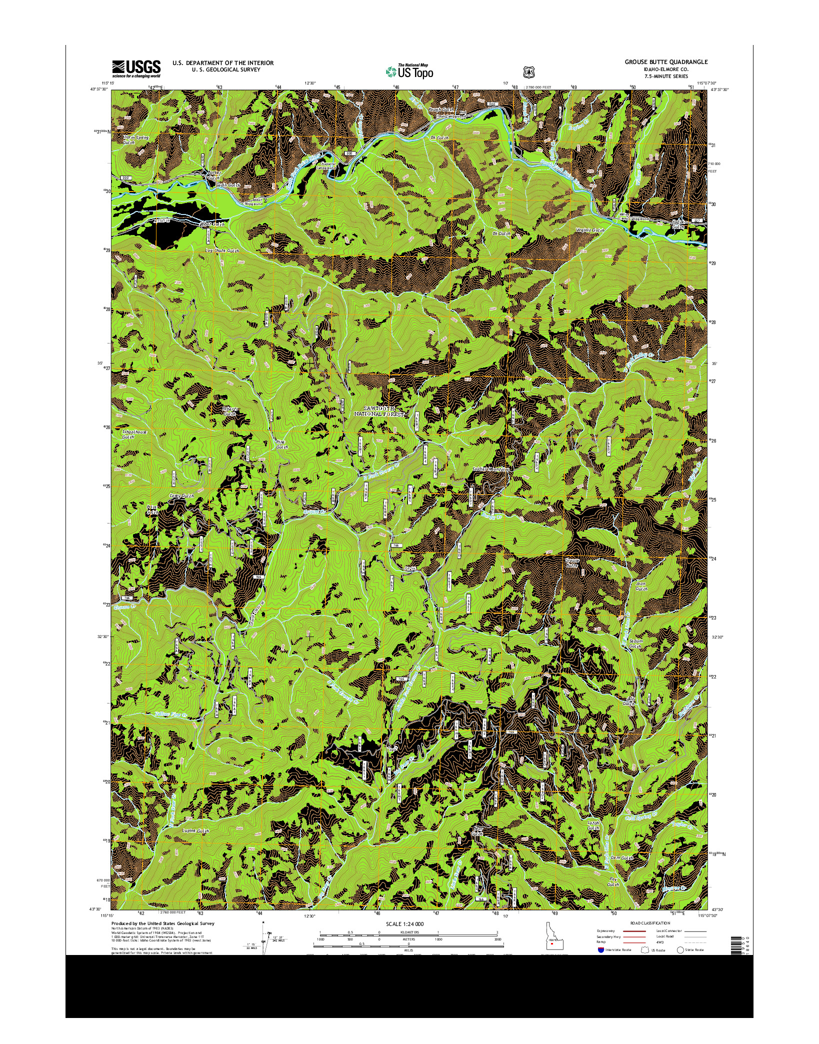 USGS US TOPO 7.5-MINUTE MAP FOR GROUSE BUTTE, ID 2013