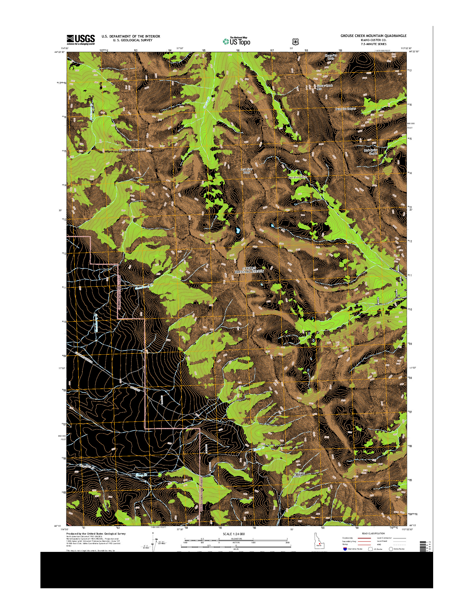 USGS US TOPO 7.5-MINUTE MAP FOR GROUSE CREEK MOUNTAIN, ID 2013