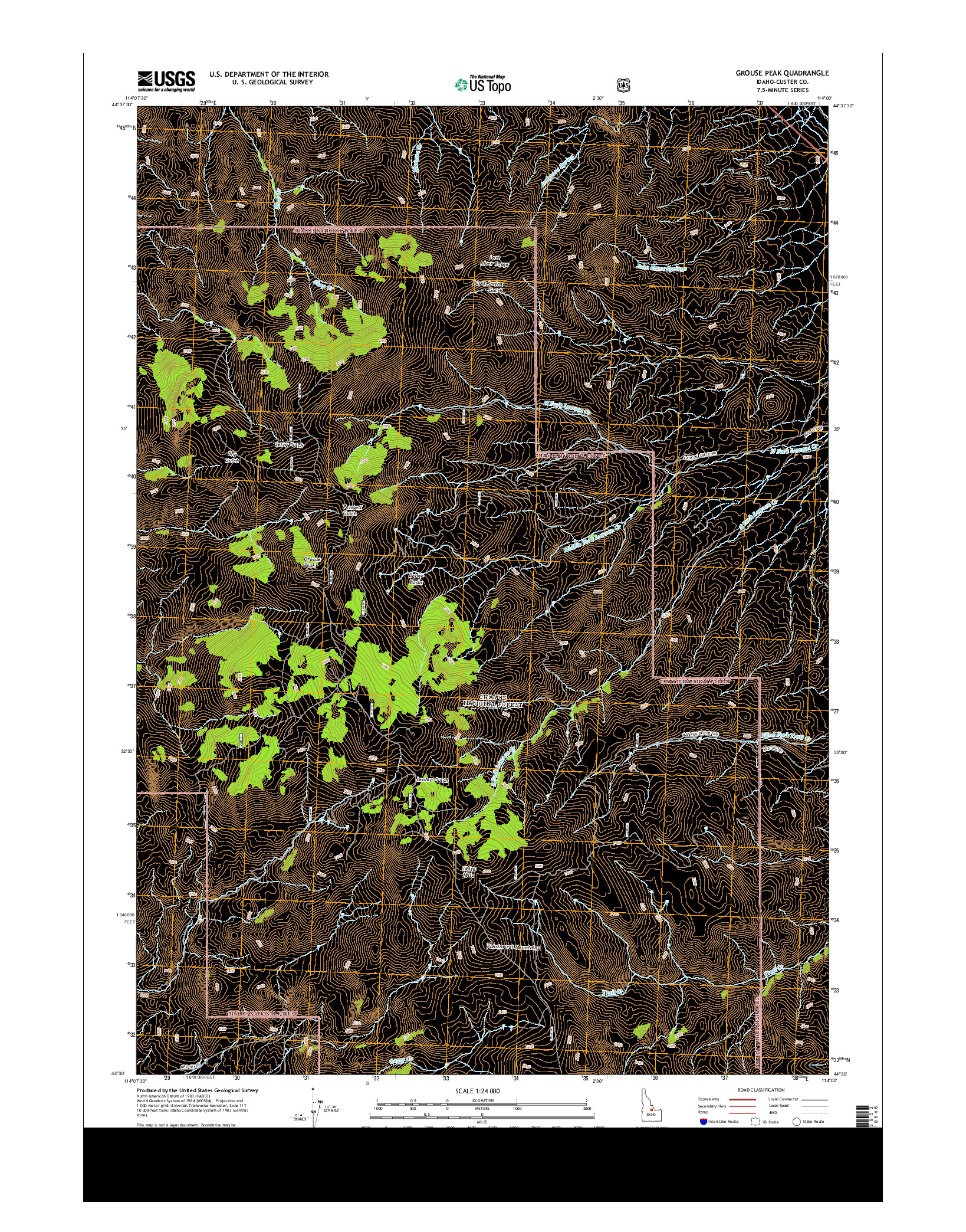 USGS US TOPO 7.5-MINUTE MAP FOR GROUSE PEAK, ID 2013