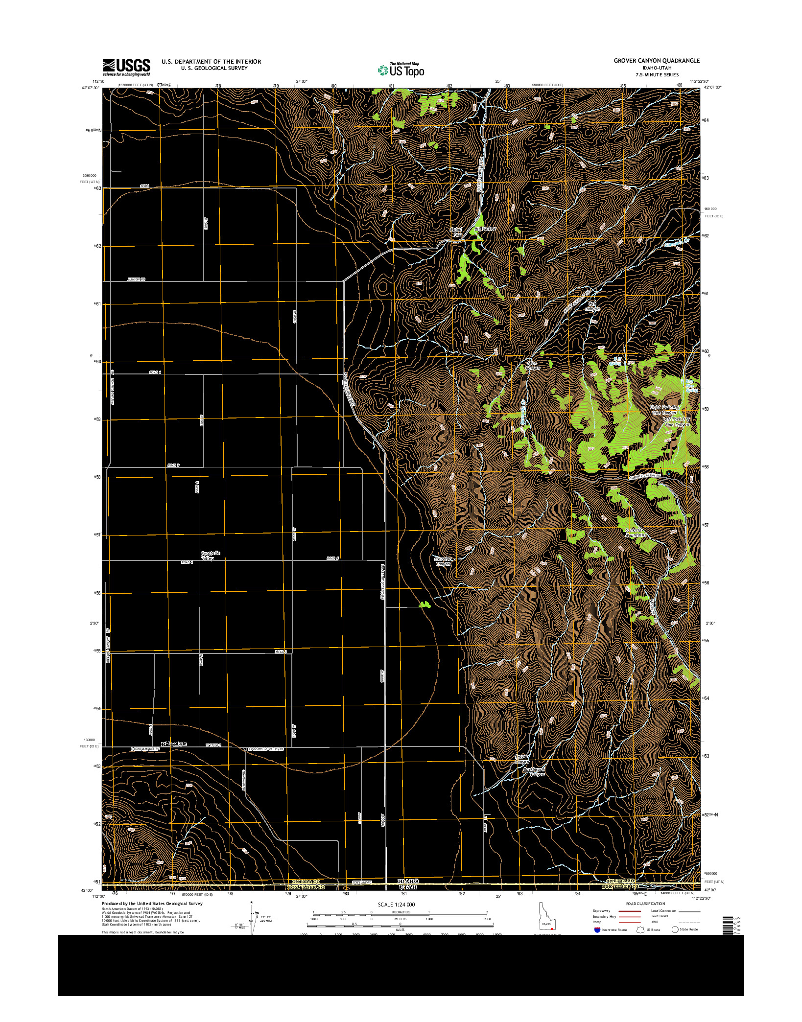 USGS US TOPO 7.5-MINUTE MAP FOR GROVER CANYON, ID-UT 2013