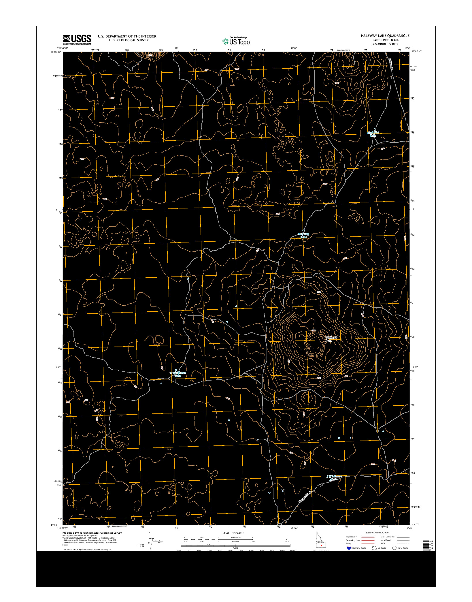 USGS US TOPO 7.5-MINUTE MAP FOR HALFWAY LAKE, ID 2013