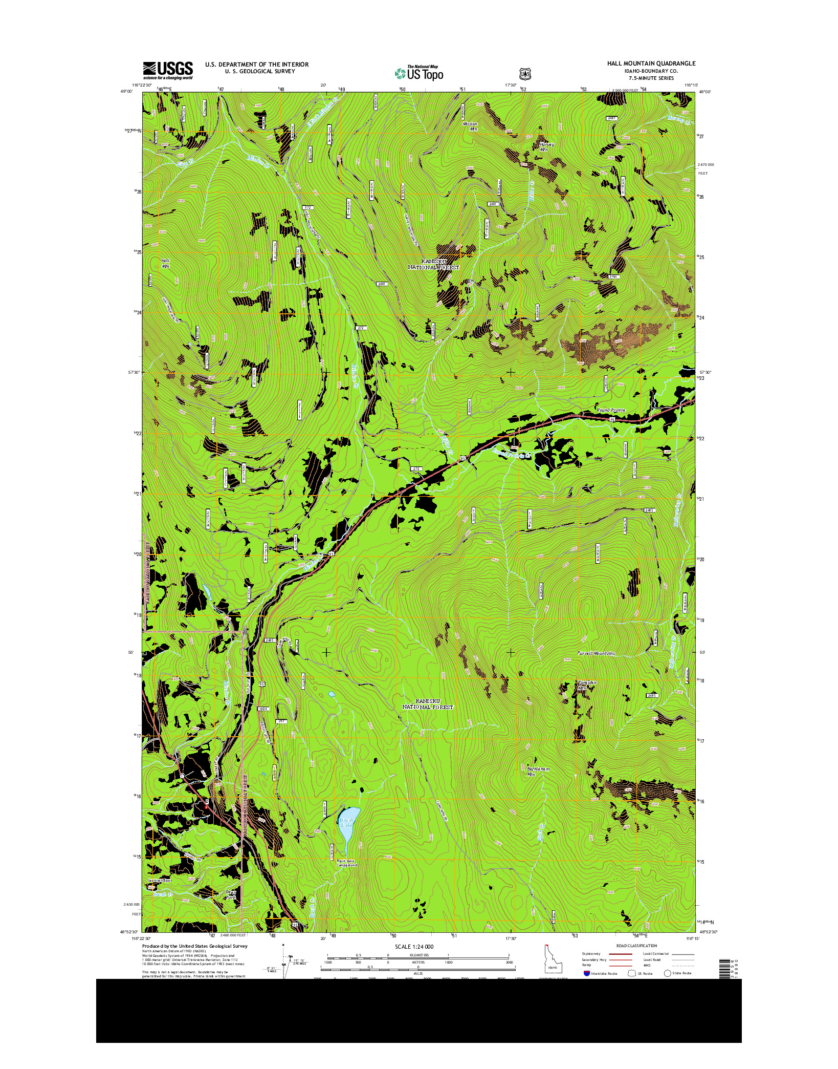 USGS US TOPO 7.5-MINUTE MAP FOR HALL MOUNTAIN, ID 2013