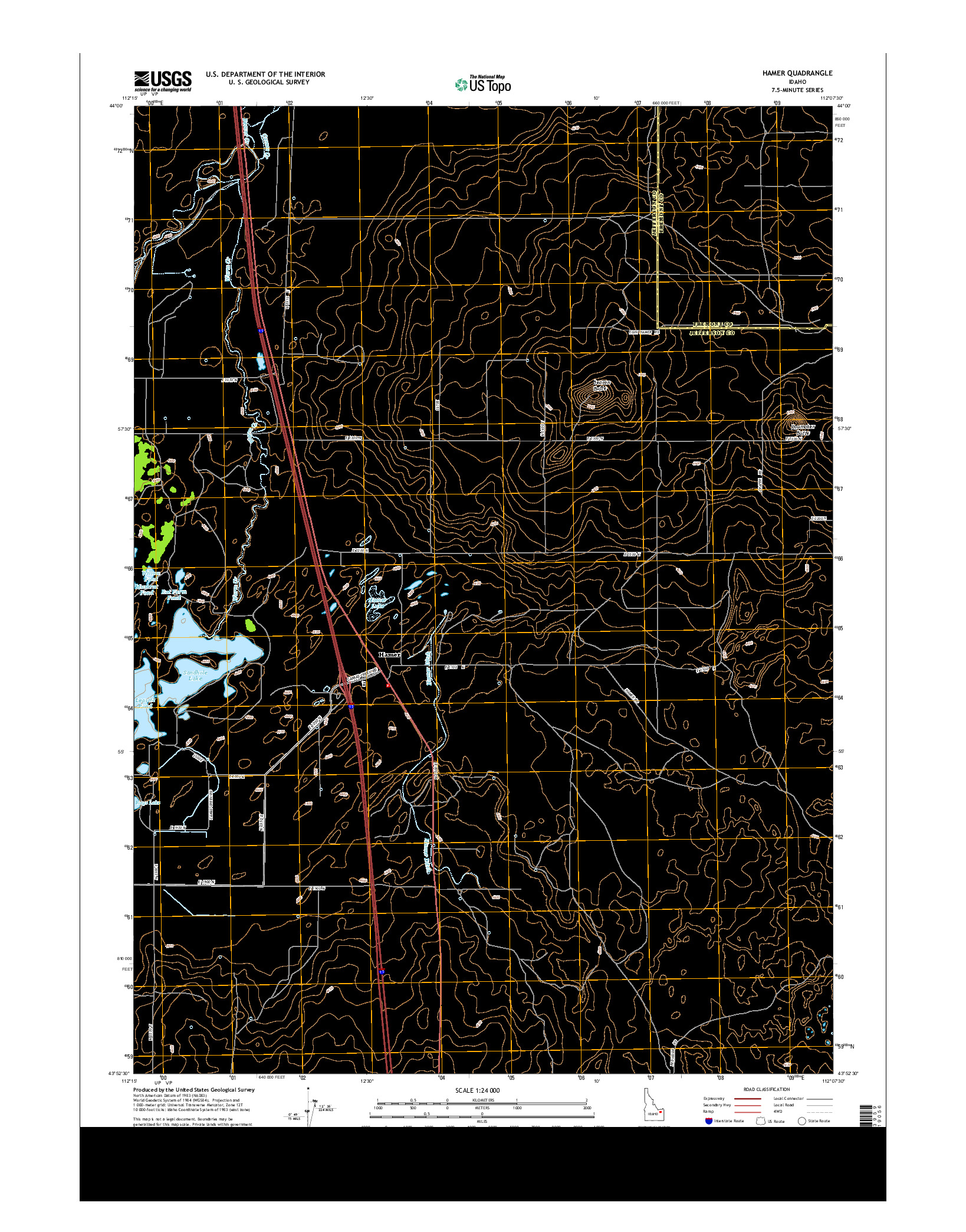USGS US TOPO 7.5-MINUTE MAP FOR HAMER, ID 2013