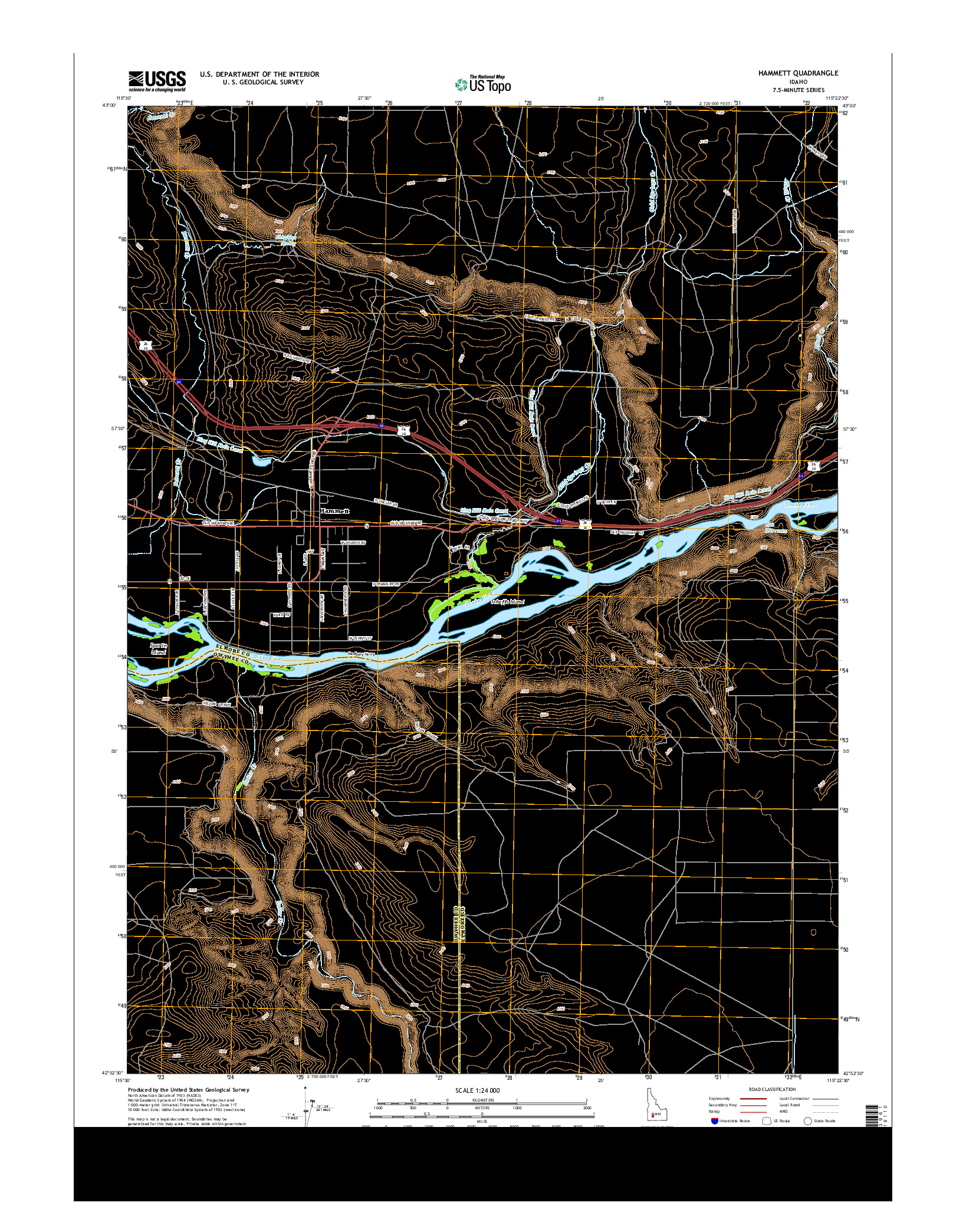 USGS US TOPO 7.5-MINUTE MAP FOR HAMMETT, ID 2013
