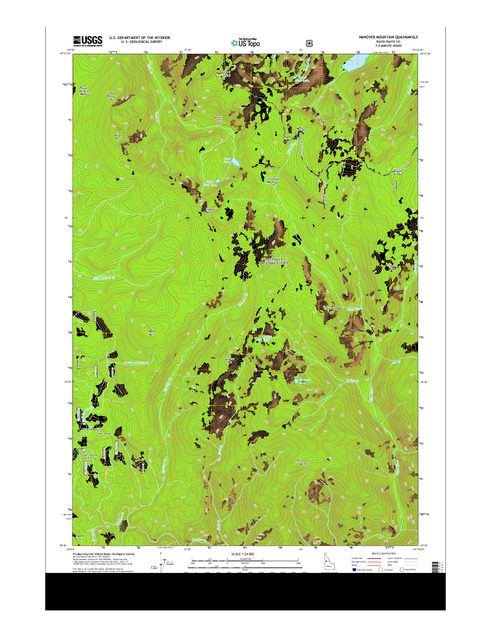 USGS US TOPO 7.5-MINUTE MAP FOR HANOVER MOUNTAIN, ID 2013