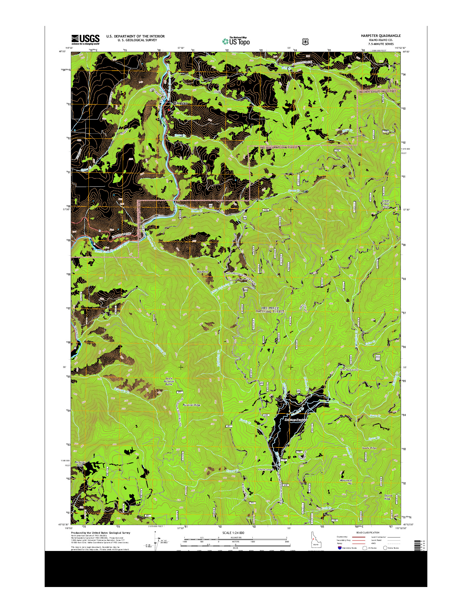 USGS US TOPO 7.5-MINUTE MAP FOR HARPSTER, ID 2013