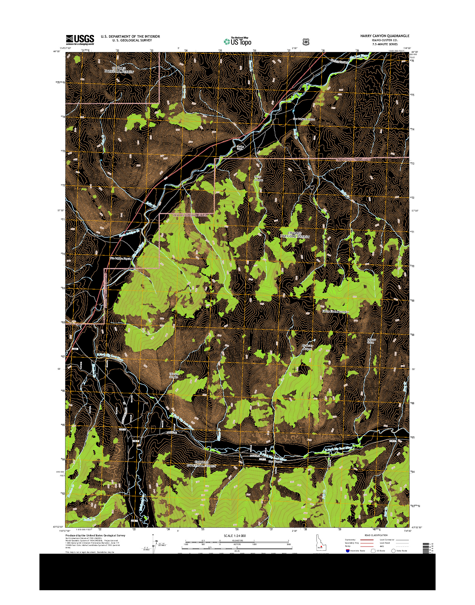 USGS US TOPO 7.5-MINUTE MAP FOR HARRY CANYON, ID 2013