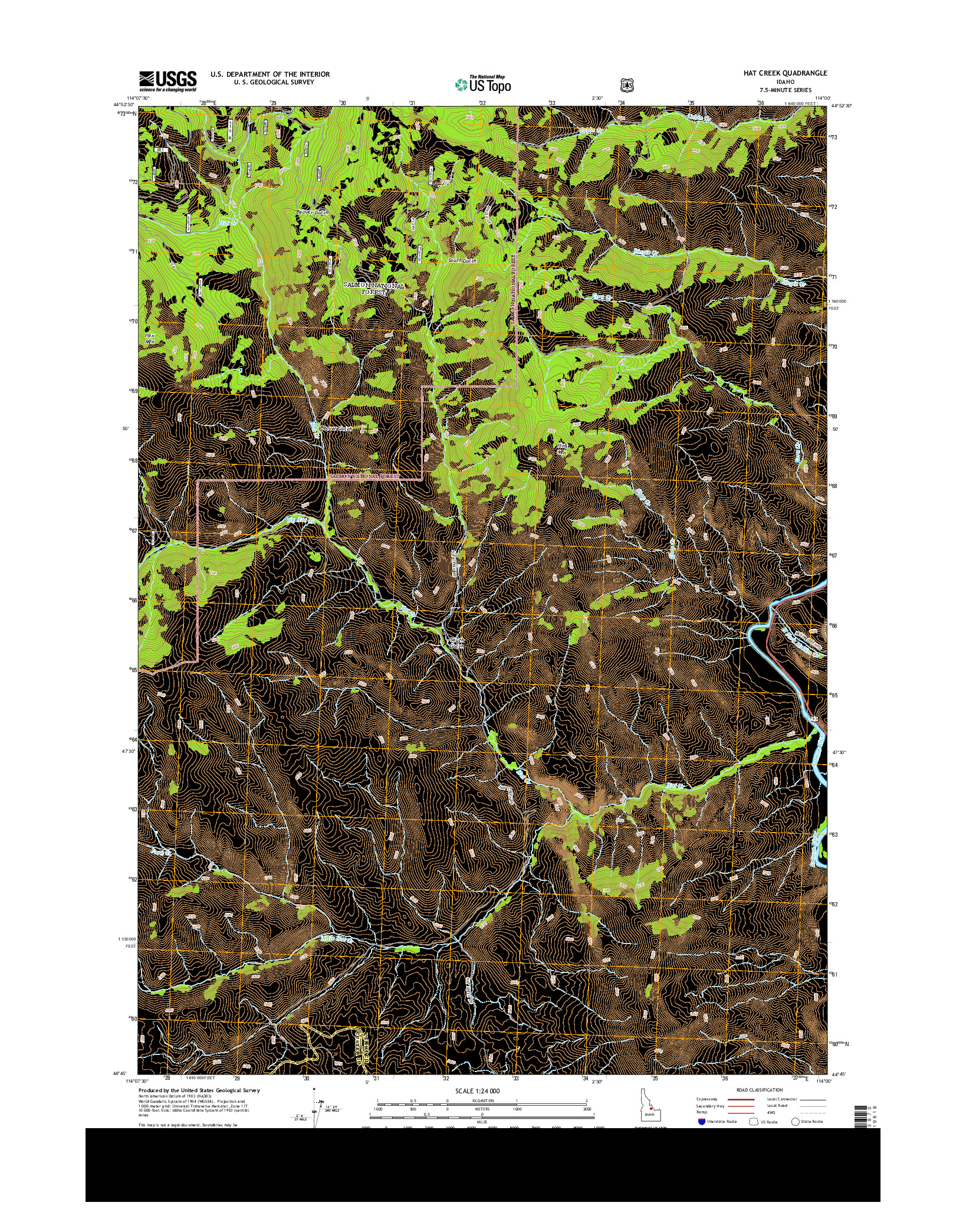USGS US TOPO 7.5-MINUTE MAP FOR HAT CREEK, ID 2013