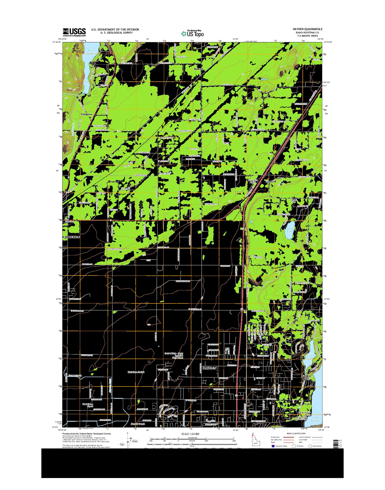 USGS US TOPO 7.5-MINUTE MAP FOR HAYDEN, ID 2013