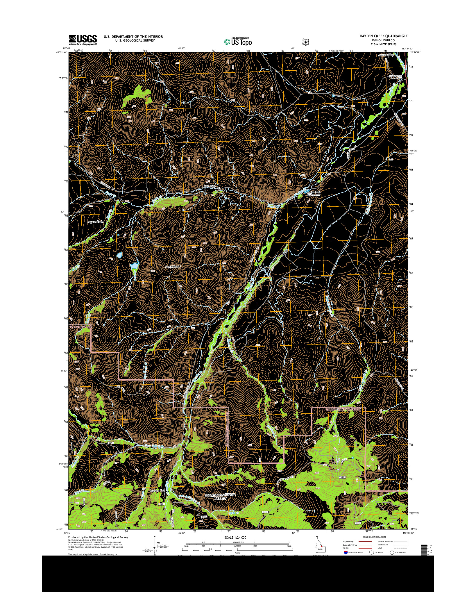 USGS US TOPO 7.5-MINUTE MAP FOR HAYDEN CREEK, ID 2013