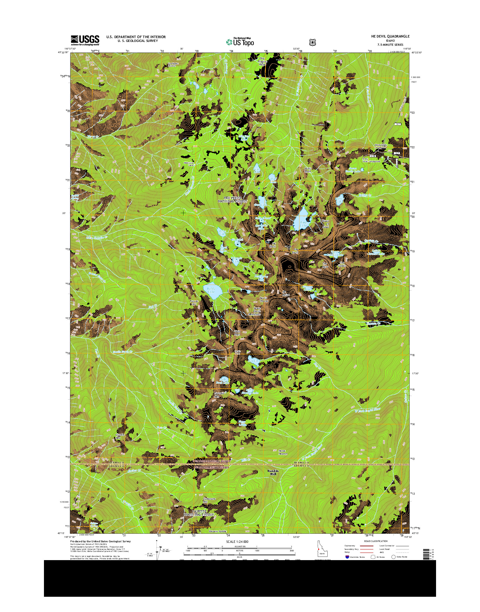 USGS US TOPO 7.5-MINUTE MAP FOR HE DEVIL, ID 2013