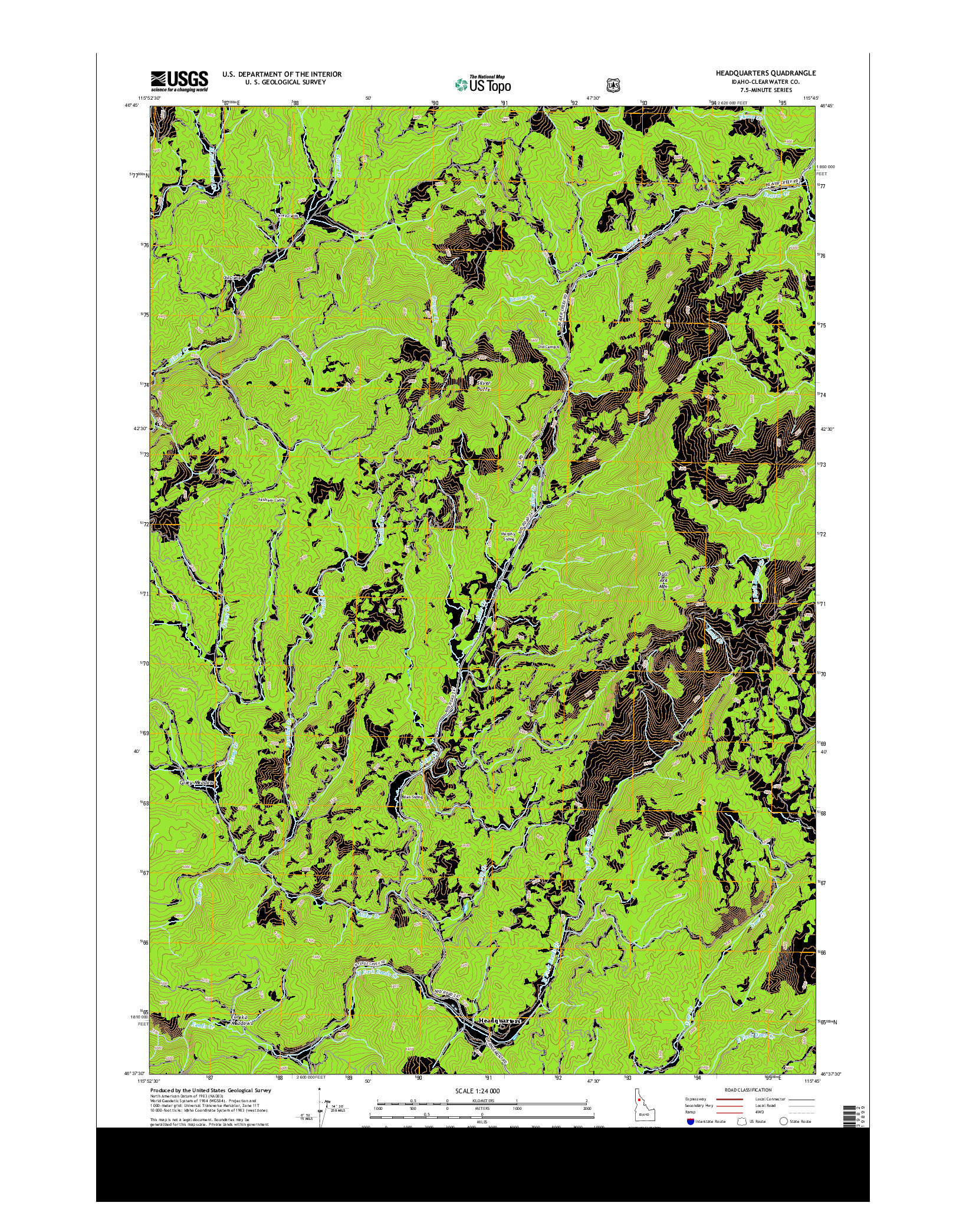 USGS US TOPO 7.5-MINUTE MAP FOR HEADQUARTERS, ID 2013