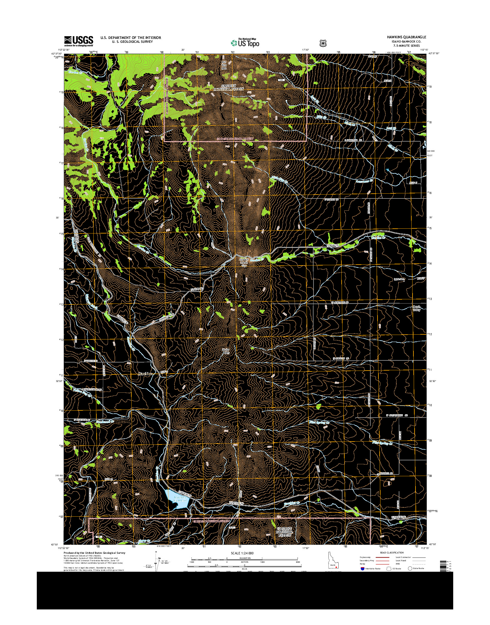USGS US TOPO 7.5-MINUTE MAP FOR HAWKINS, ID 2013