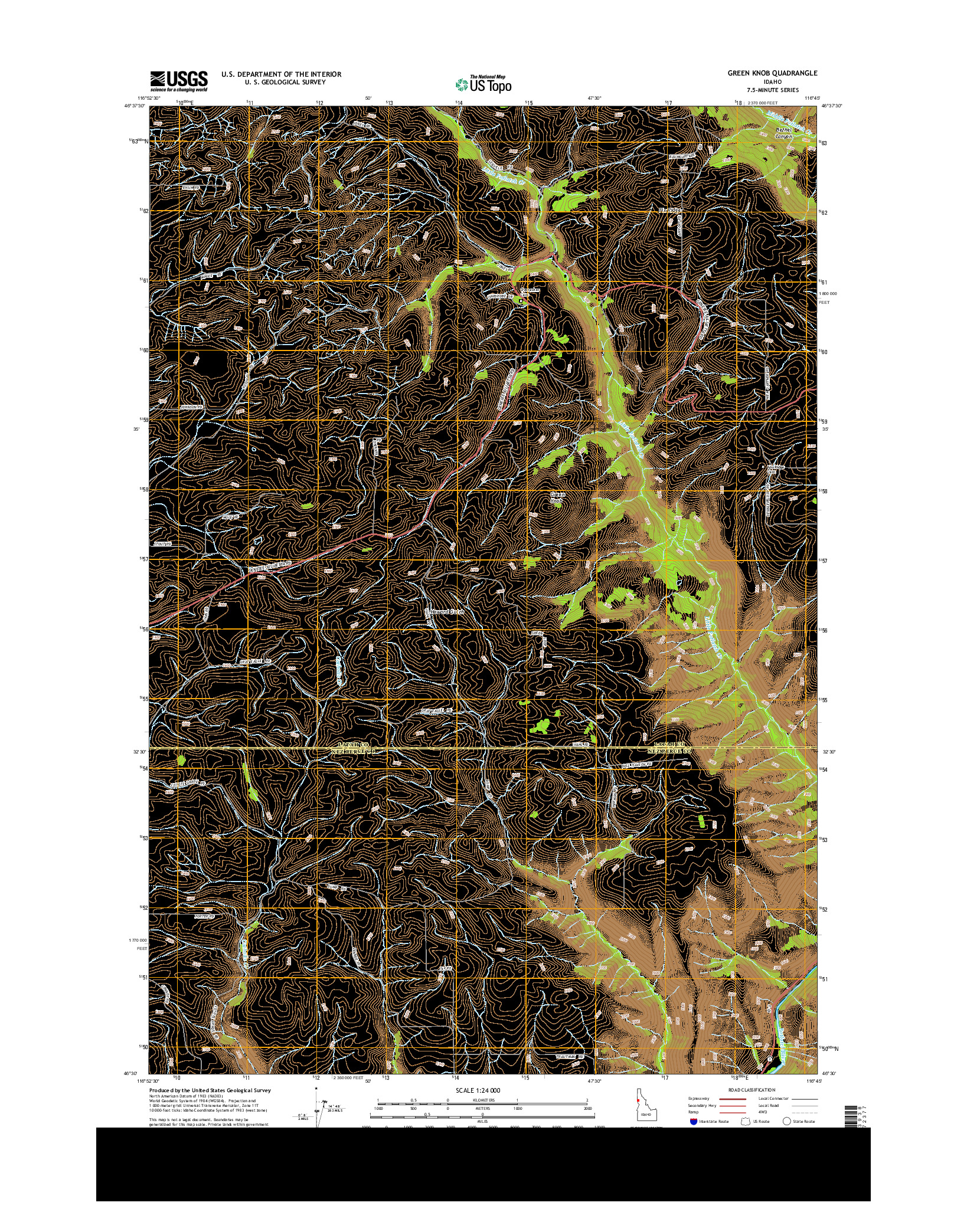 USGS US TOPO 7.5-MINUTE MAP FOR GREEN KNOB, ID 2013