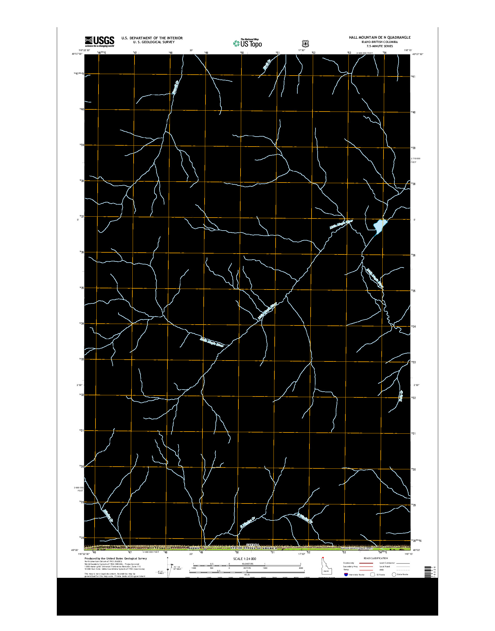 USGS US TOPO 7.5-MINUTE MAP FOR HALL MOUNTAIN OE N, ID-BC 2013