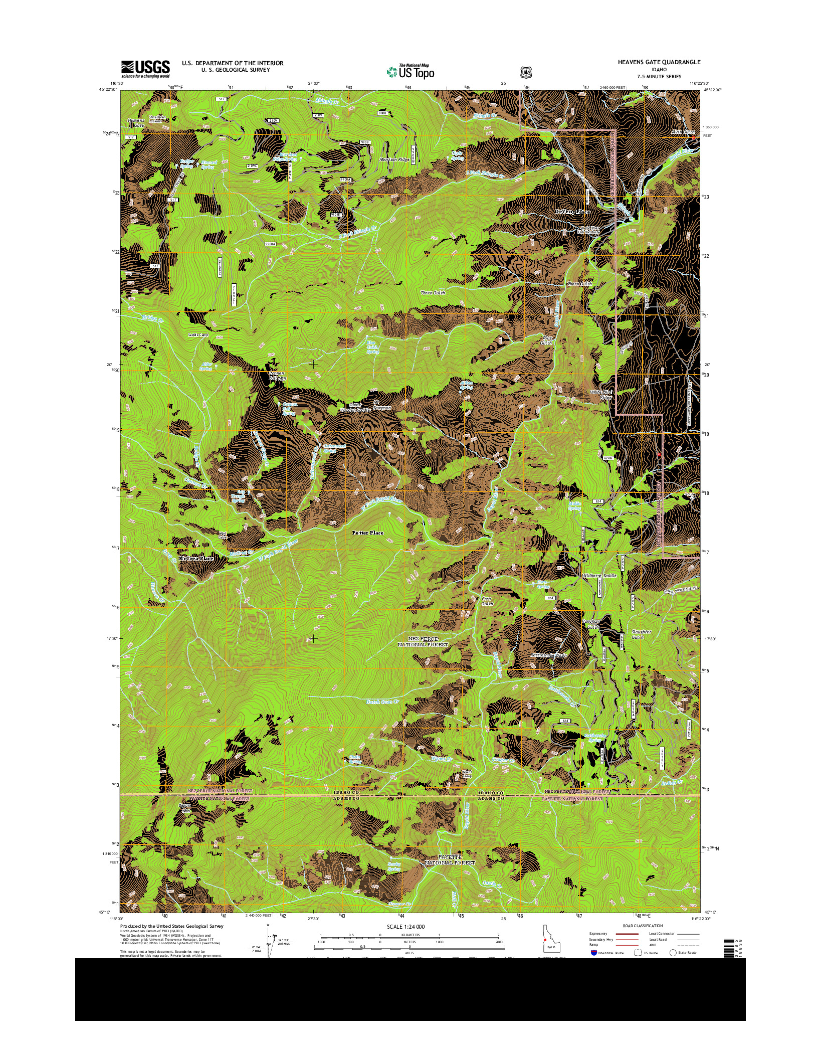 USGS US TOPO 7.5-MINUTE MAP FOR HEAVENS GATE, ID 2013