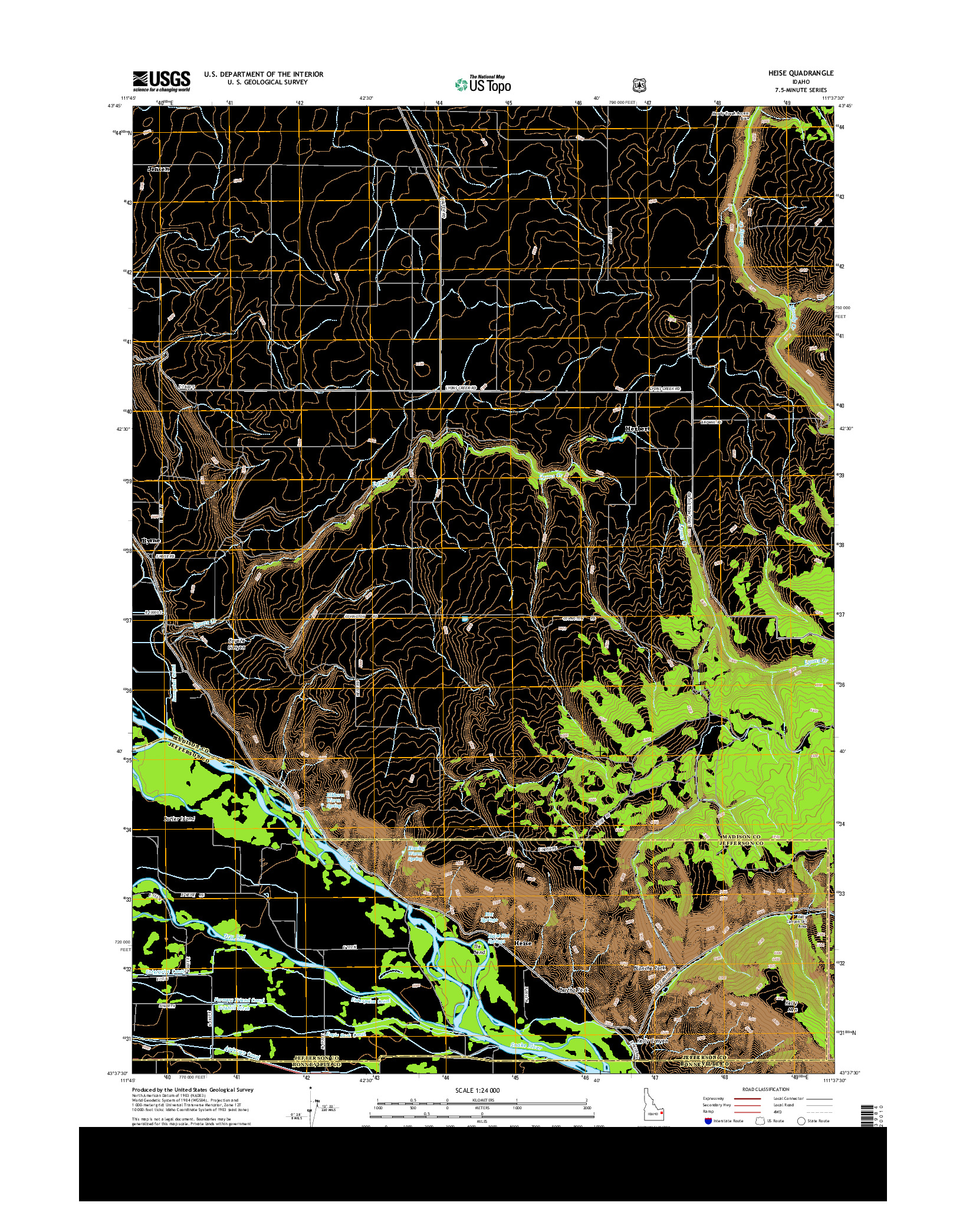 USGS US TOPO 7.5-MINUTE MAP FOR HEISE, ID 2013