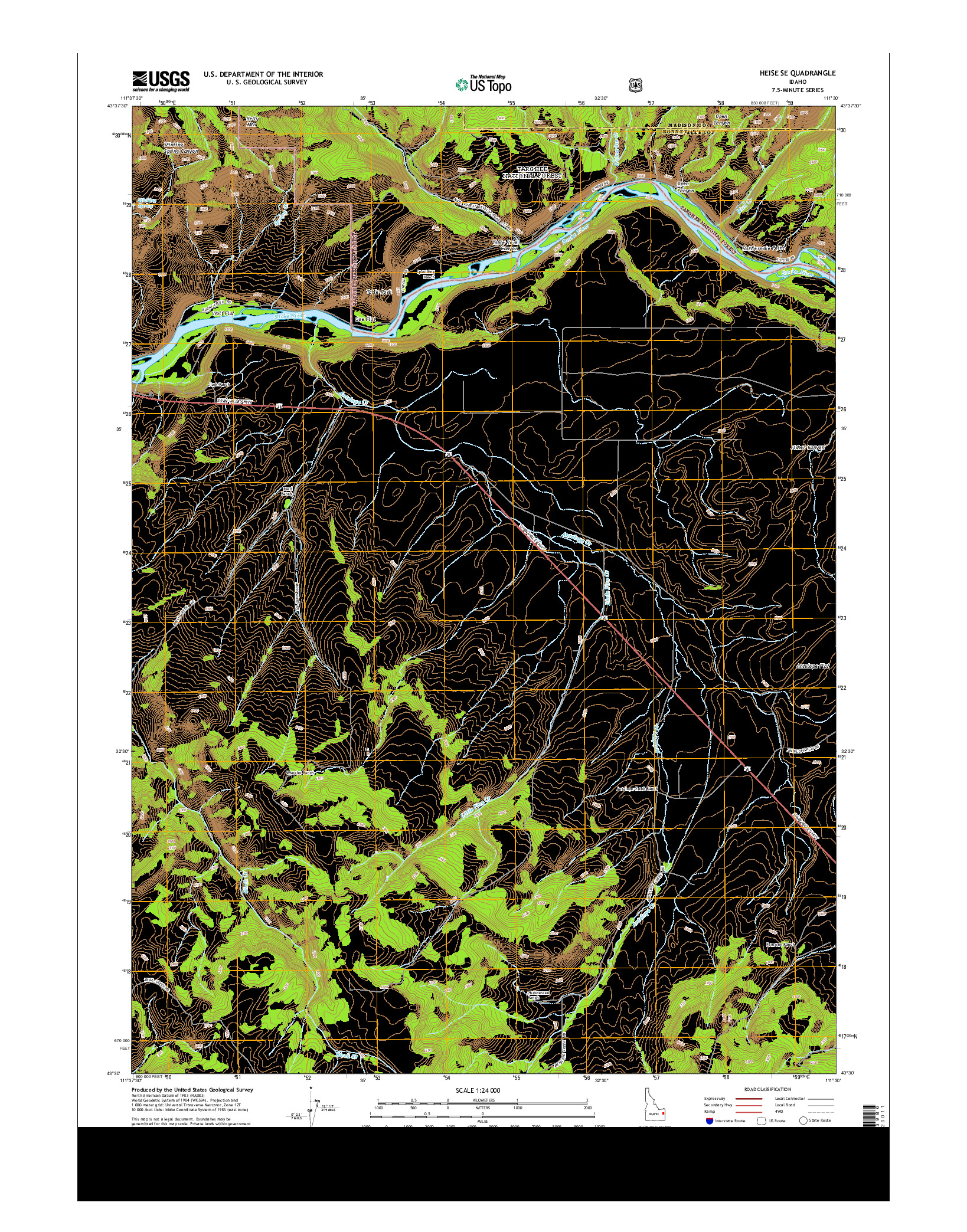 USGS US TOPO 7.5-MINUTE MAP FOR HEISE SE, ID 2013