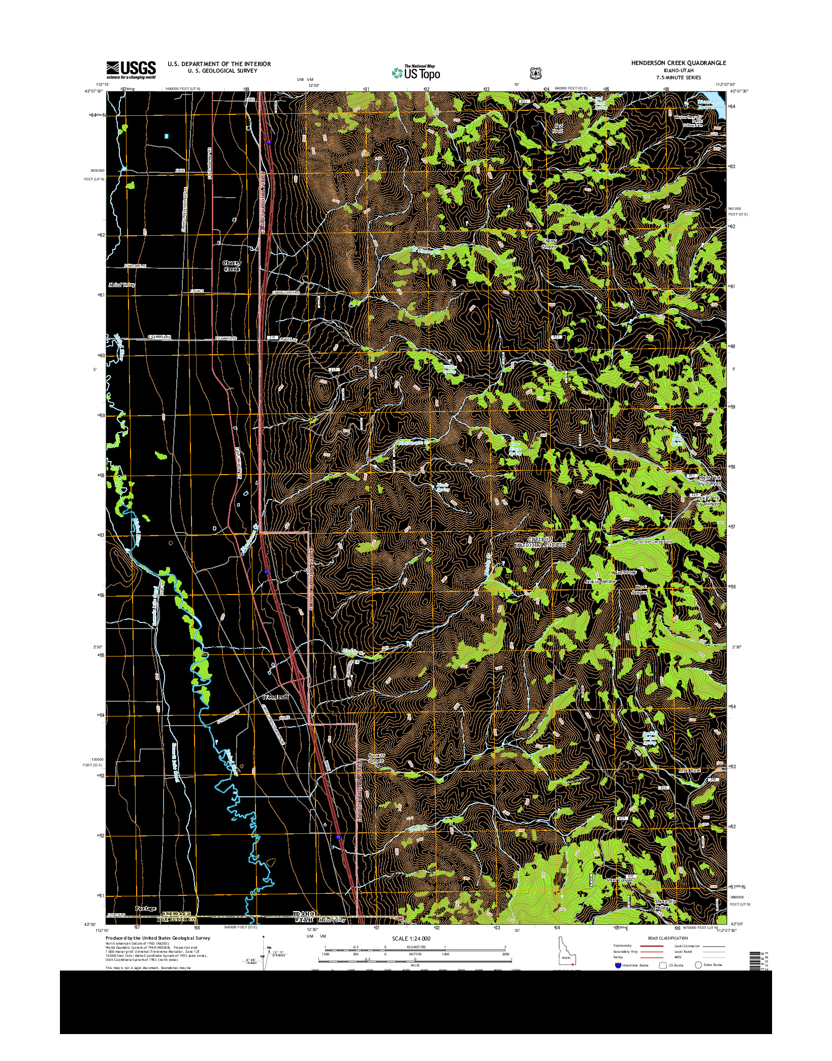 USGS US TOPO 7.5-MINUTE MAP FOR HENDERSON CREEK, ID-UT 2013