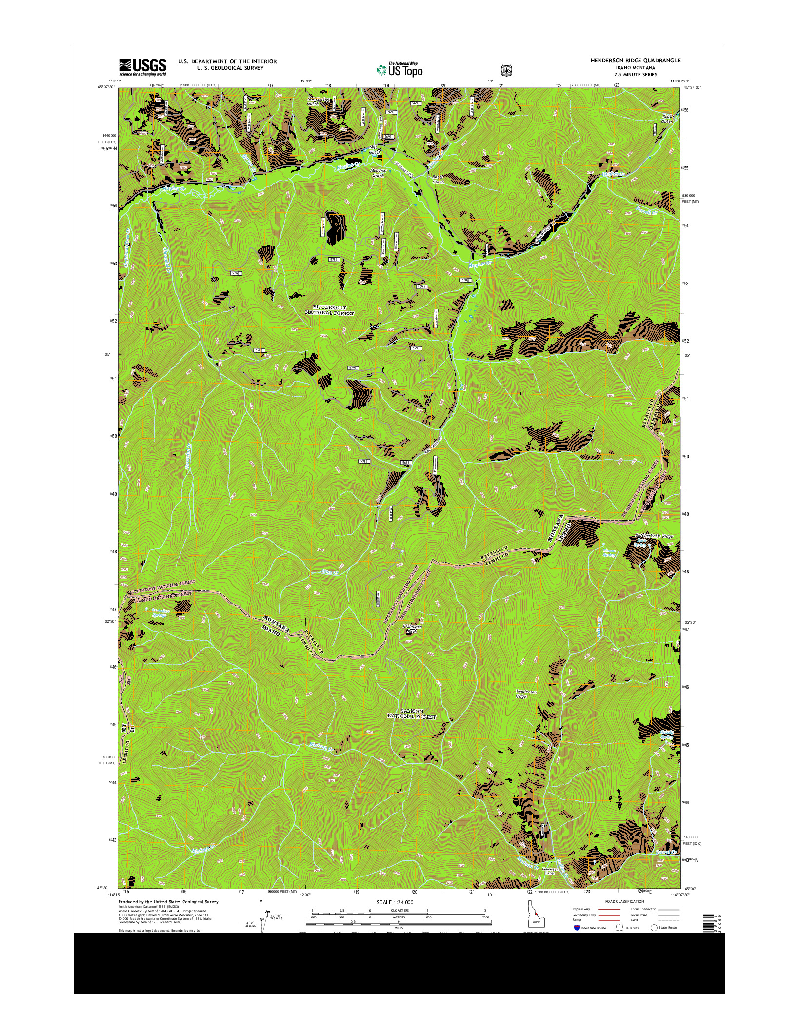 USGS US TOPO 7.5-MINUTE MAP FOR HENDERSON RIDGE, ID-MT 2013