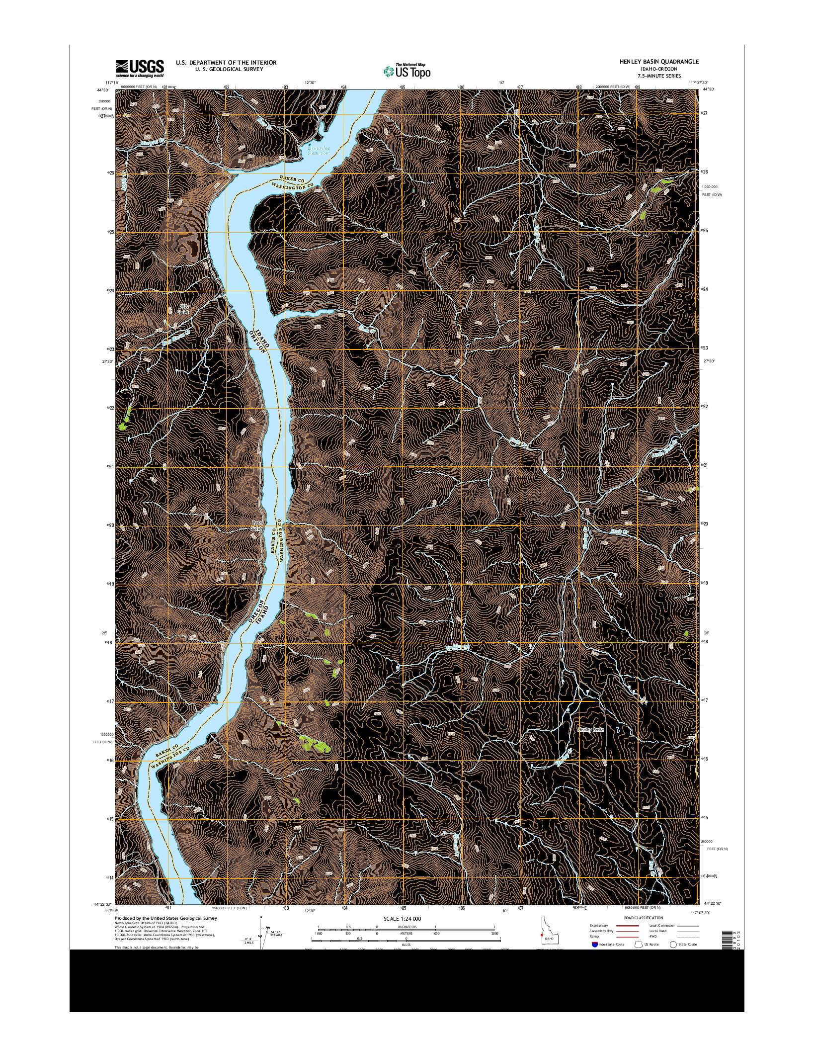 USGS US TOPO 7.5-MINUTE MAP FOR HENLEY BASIN, ID-OR 2013