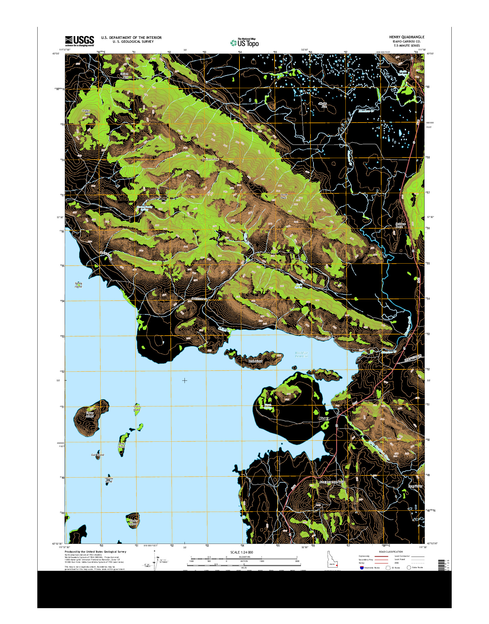 USGS US TOPO 7.5-MINUTE MAP FOR HENRY, ID 2013