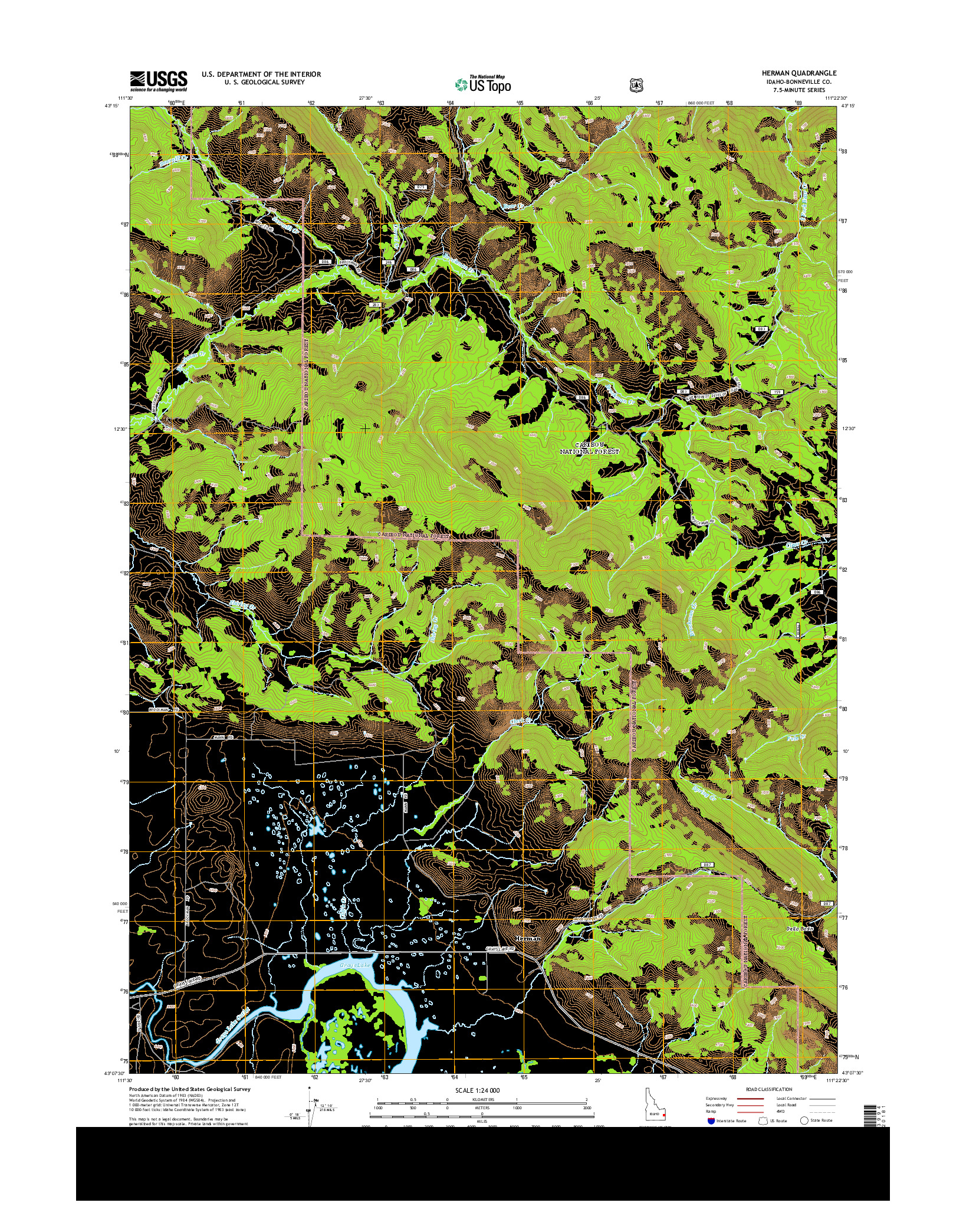 USGS US TOPO 7.5-MINUTE MAP FOR HERMAN, ID 2013