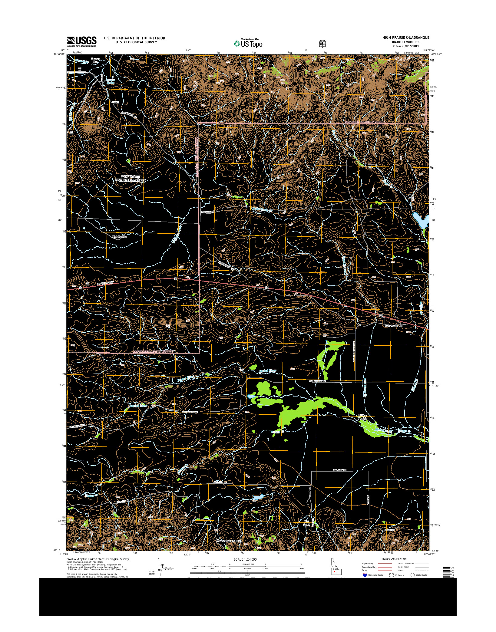 USGS US TOPO 7.5-MINUTE MAP FOR HIGH PRAIRIE, ID 2013