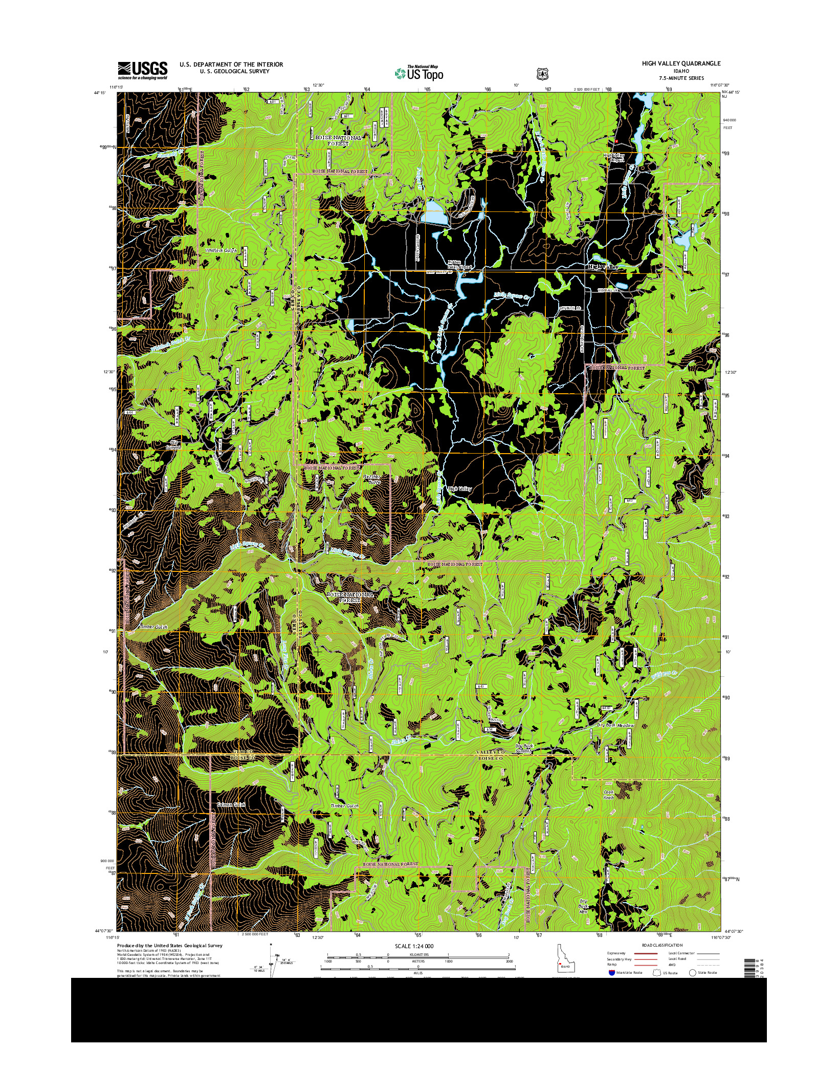 USGS US TOPO 7.5-MINUTE MAP FOR HIGH VALLEY, ID 2013