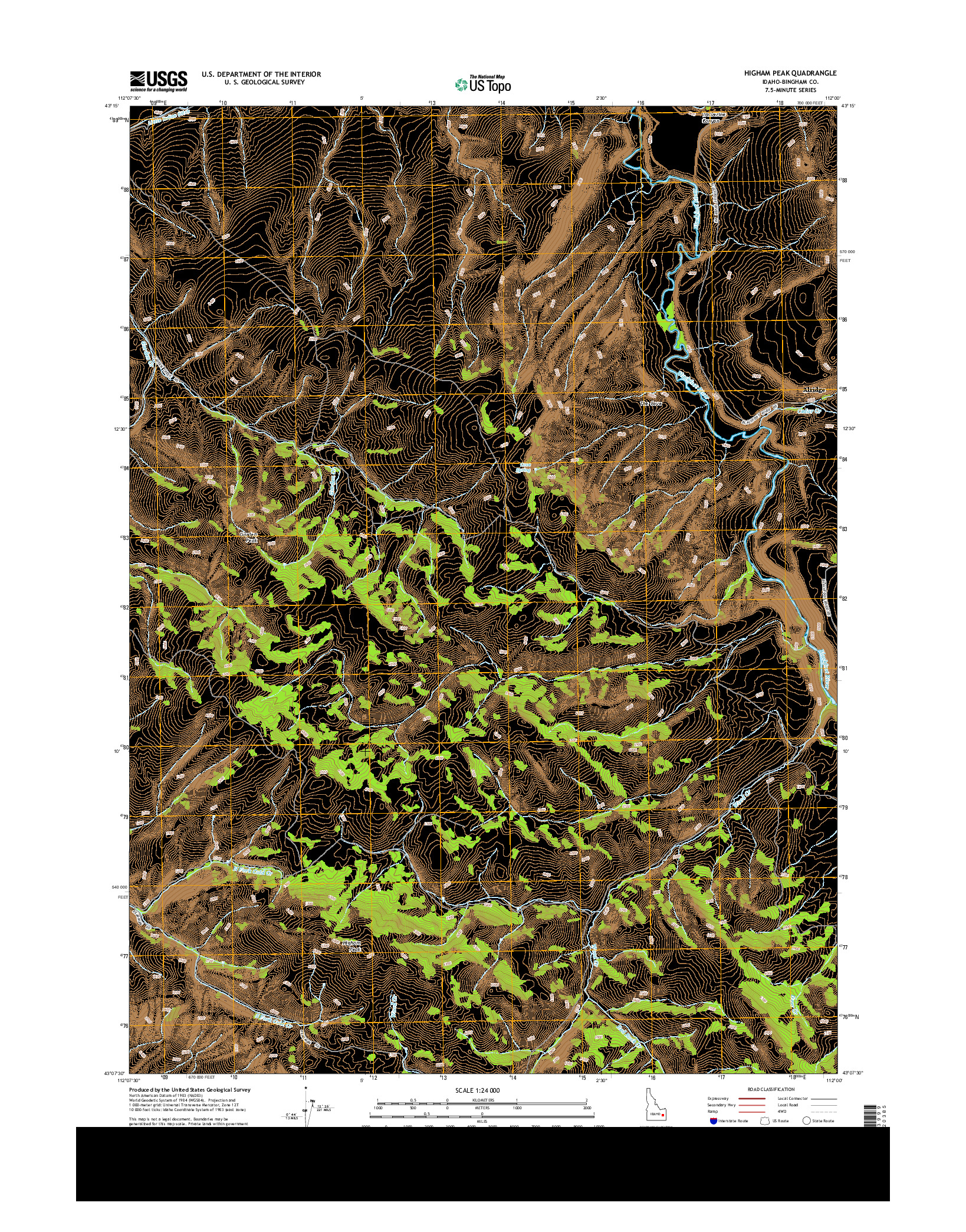 USGS US TOPO 7.5-MINUTE MAP FOR HIGHAM PEAK, ID 2013