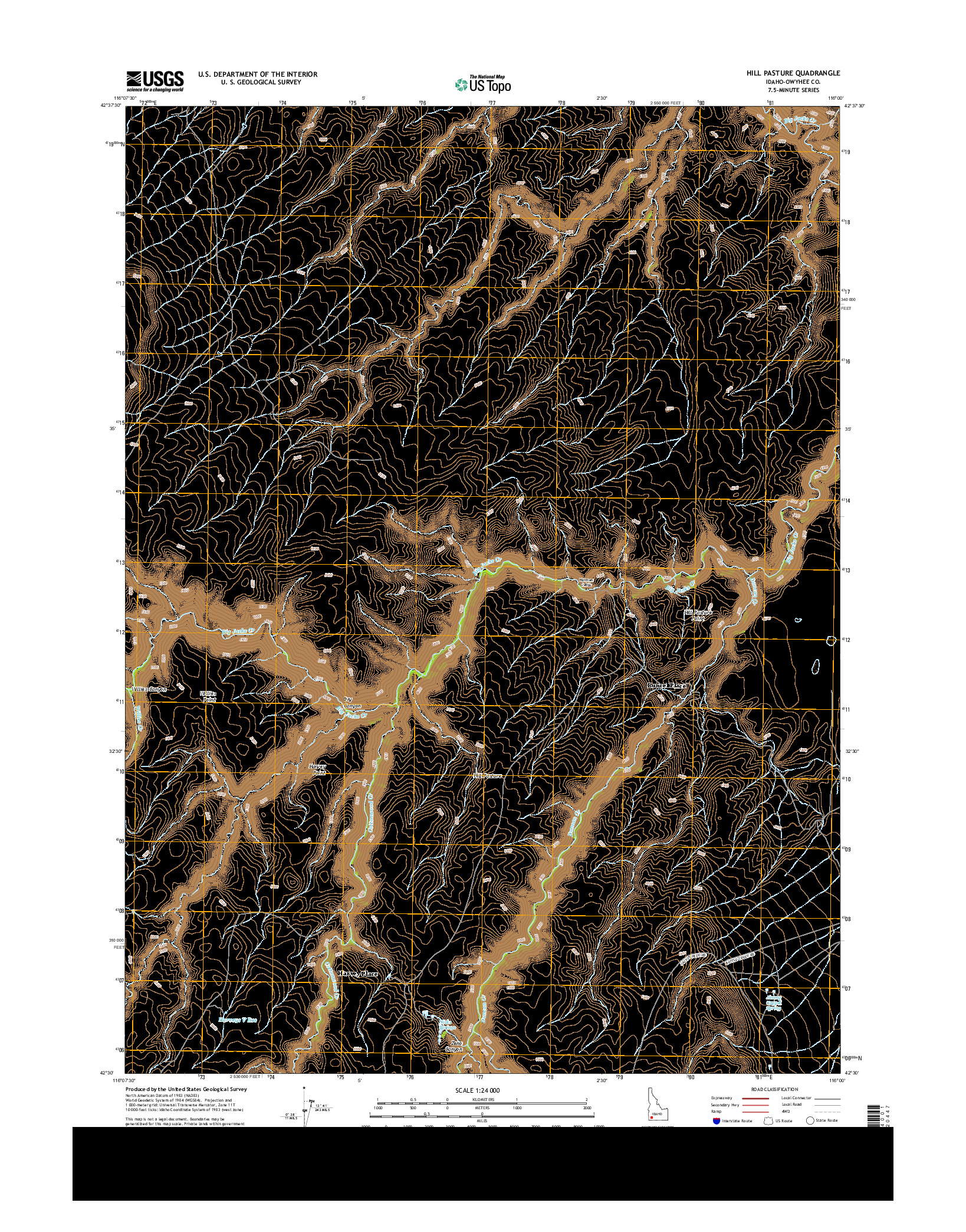 USGS US TOPO 7.5-MINUTE MAP FOR HILL PASTURE, ID 2013