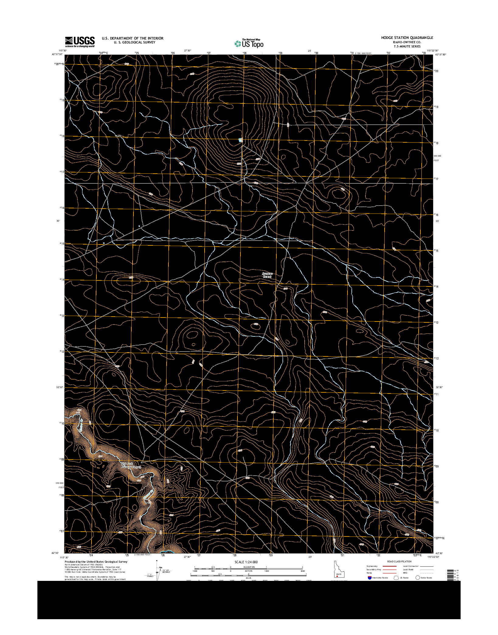 USGS US TOPO 7.5-MINUTE MAP FOR HODGE STATION, ID 2013