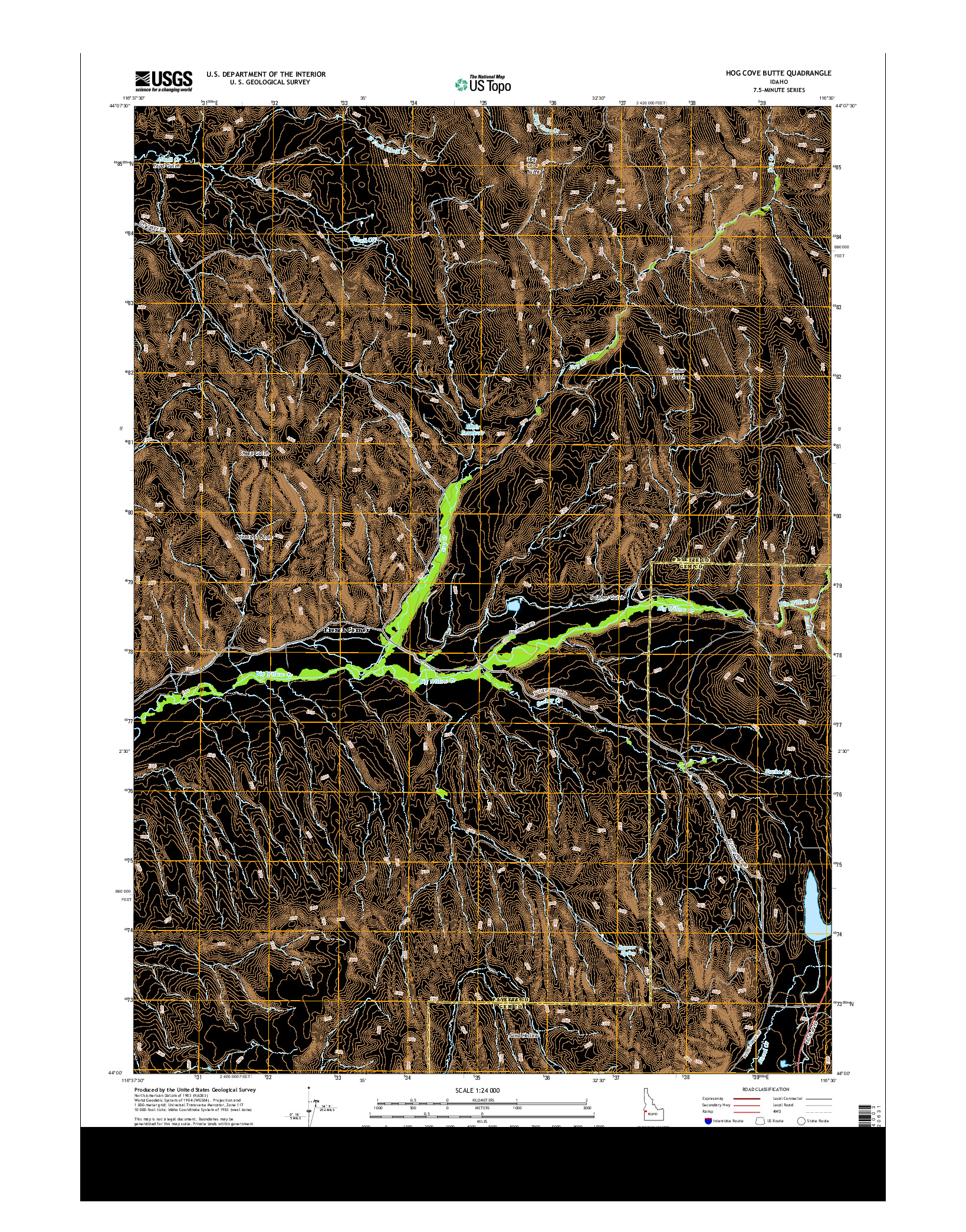 USGS US TOPO 7.5-MINUTE MAP FOR HOG COVE BUTTE, ID 2013