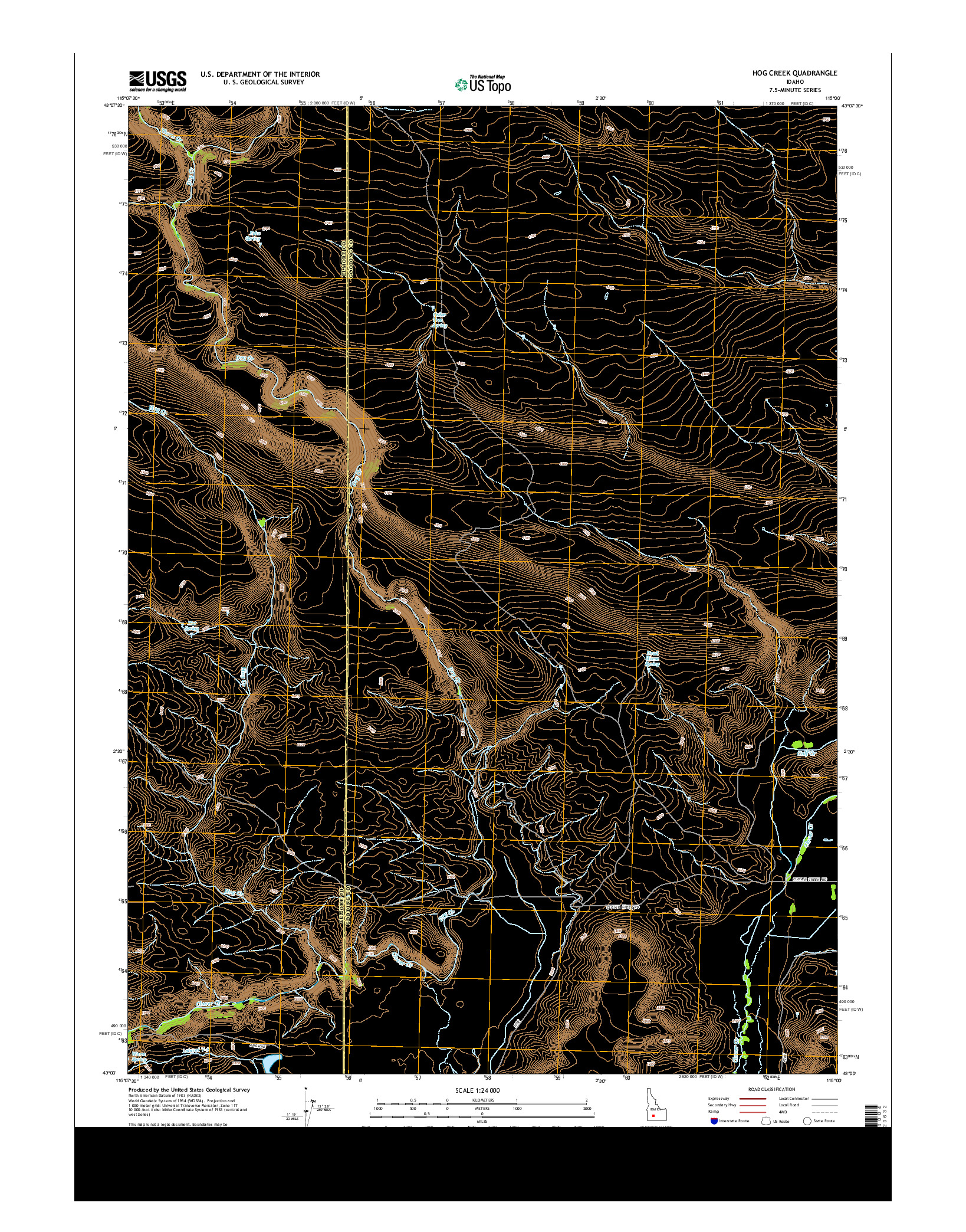 USGS US TOPO 7.5-MINUTE MAP FOR HOG CREEK, ID 2013