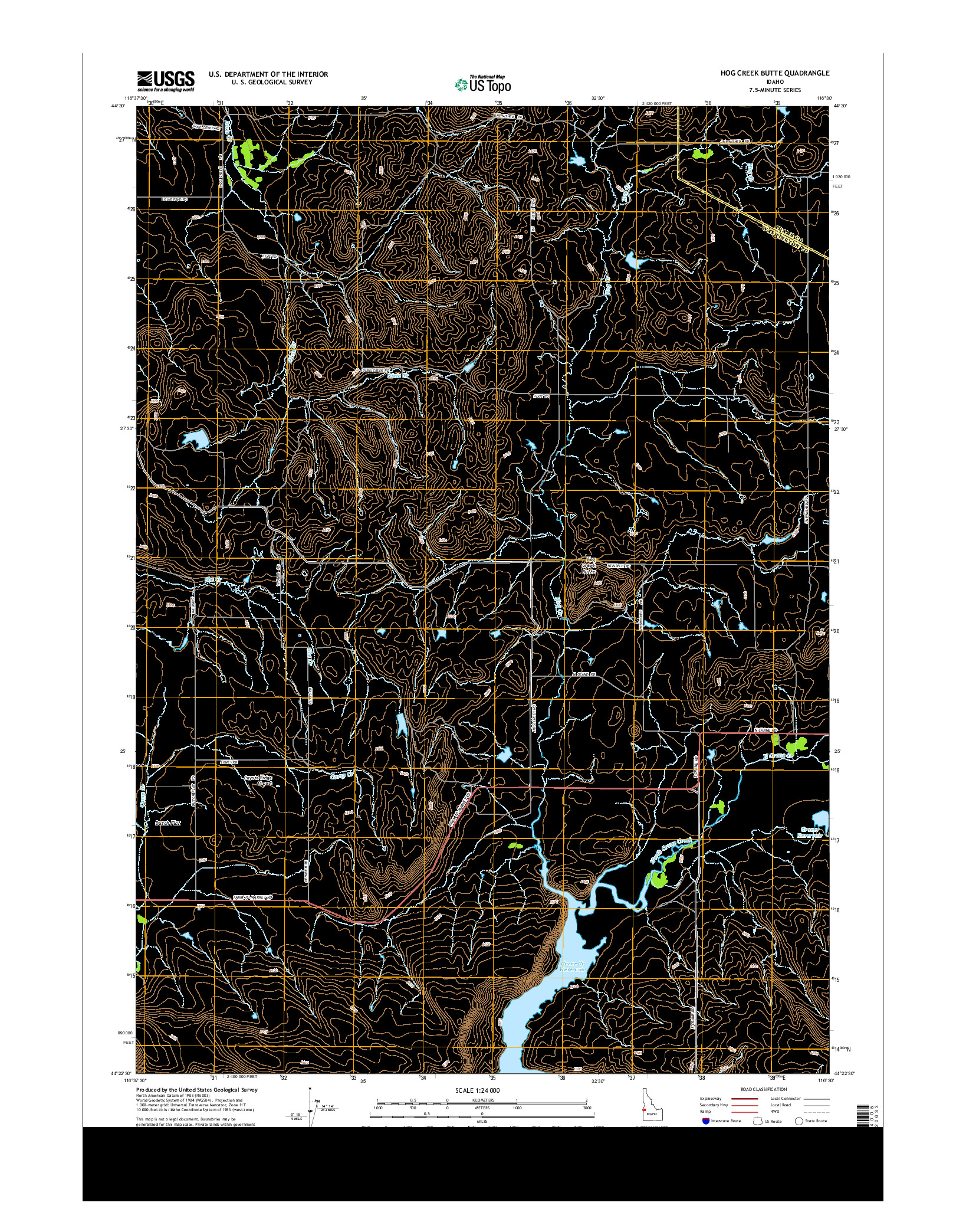 USGS US TOPO 7.5-MINUTE MAP FOR HOG CREEK BUTTE, ID 2013