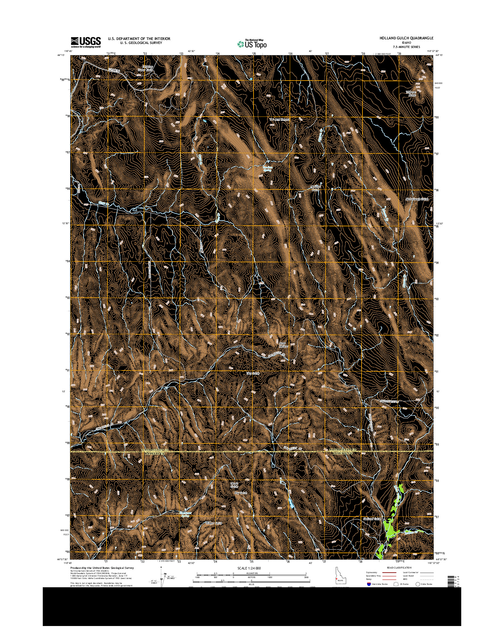 USGS US TOPO 7.5-MINUTE MAP FOR HOLLAND GULCH, ID 2013