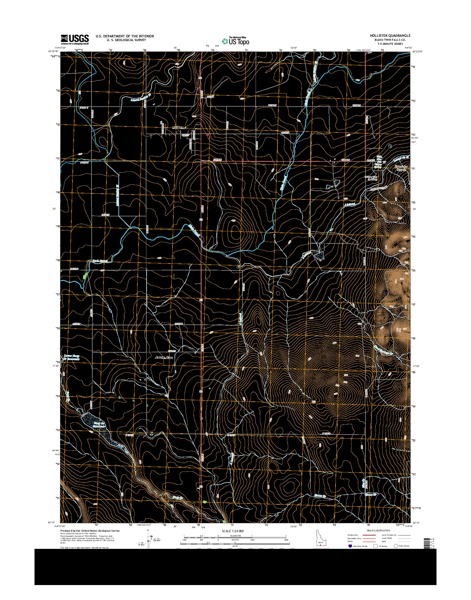 USGS US TOPO 7.5-MINUTE MAP FOR HOLLISTER, ID 2013