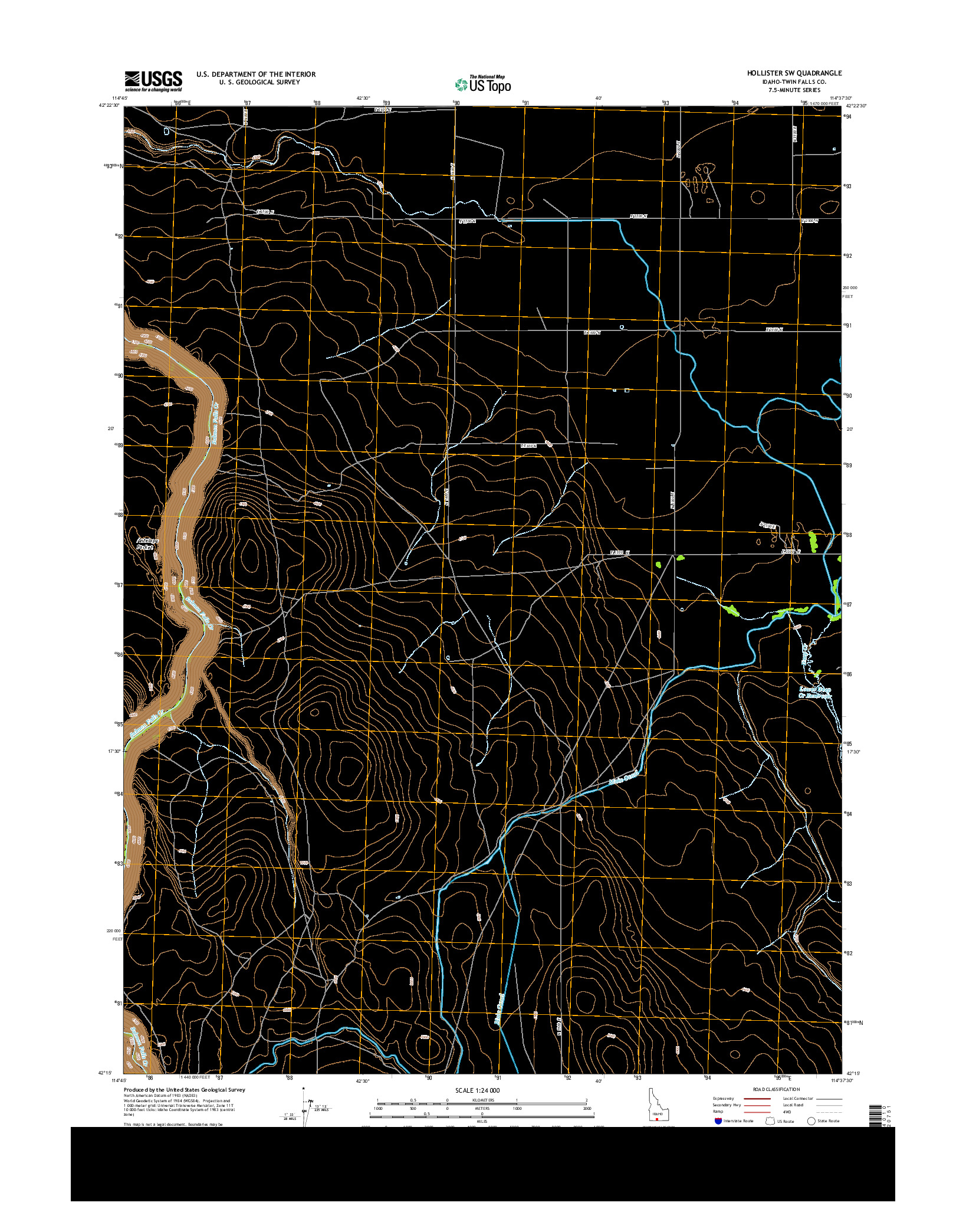 USGS US TOPO 7.5-MINUTE MAP FOR HOLLISTER SW, ID 2013