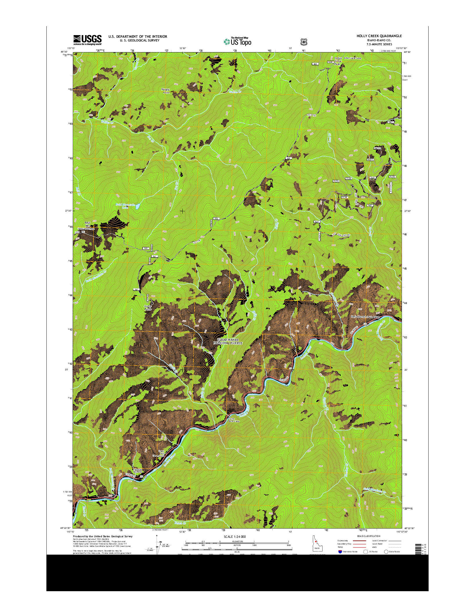 USGS US TOPO 7.5-MINUTE MAP FOR HOLLY CREEK, ID 2013