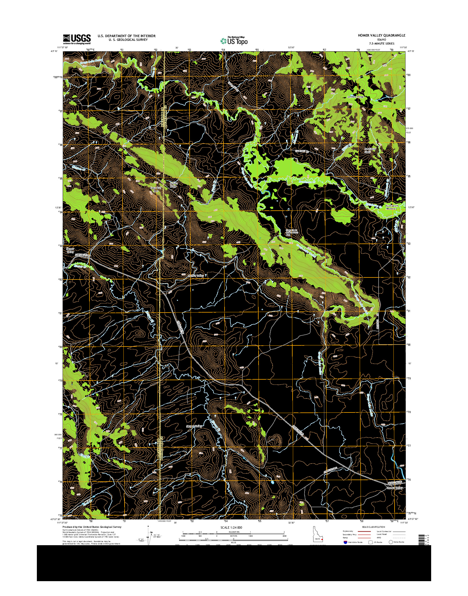 USGS US TOPO 7.5-MINUTE MAP FOR HOMER VALLEY, ID 2013