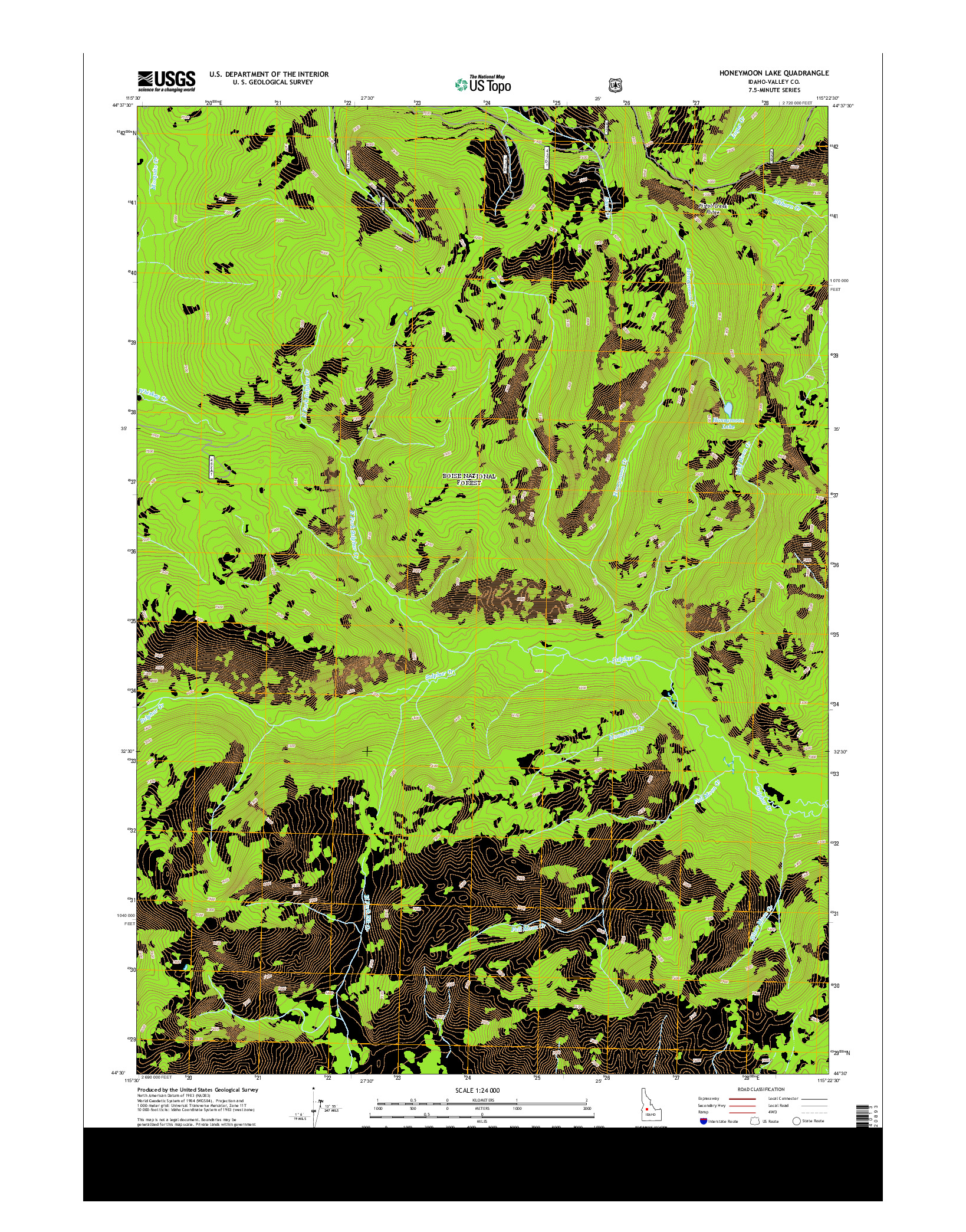 USGS US TOPO 7.5-MINUTE MAP FOR HONEYMOON LAKE, ID 2013